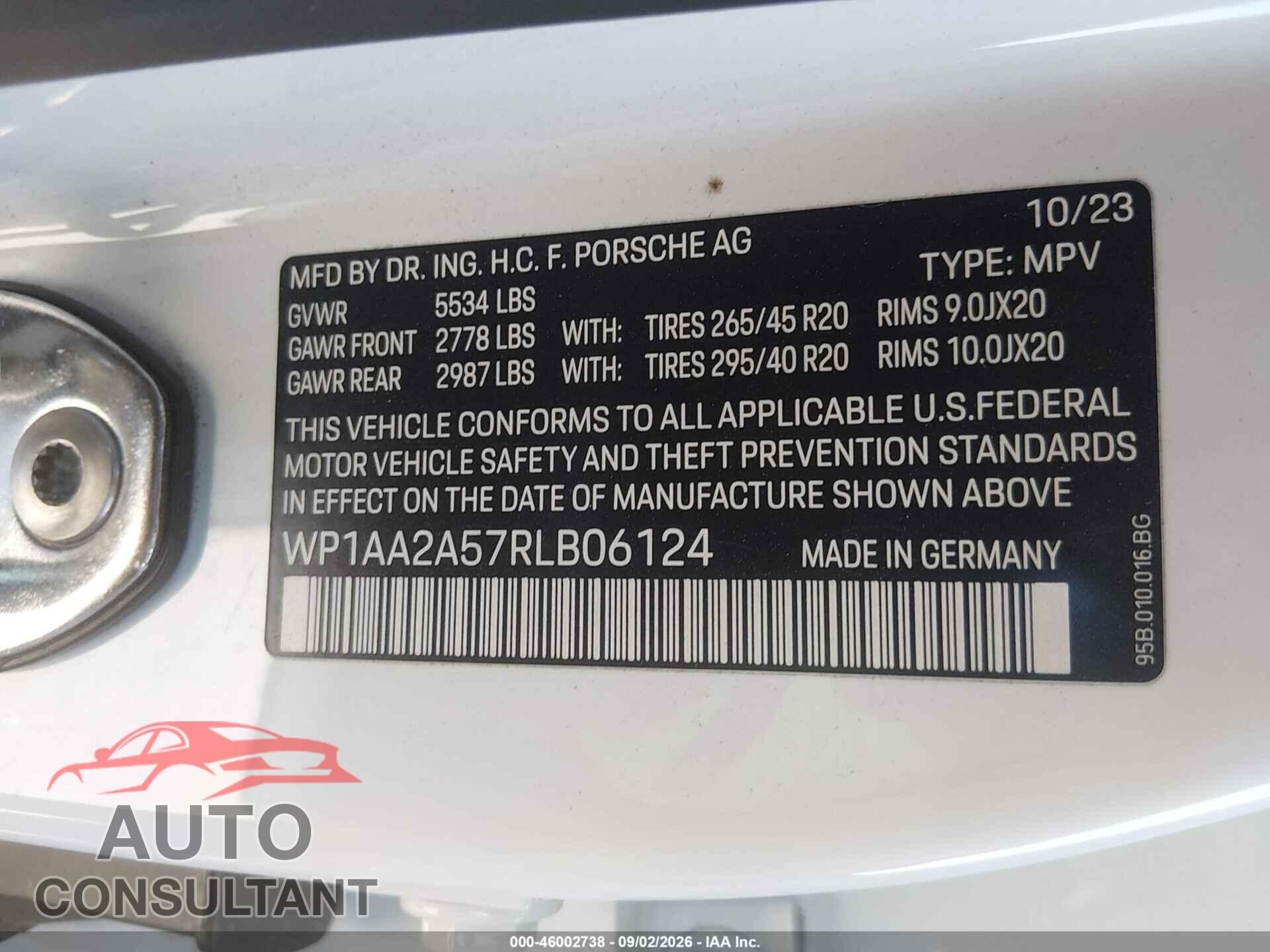 PORSCHE MACAN 2024 - WP1AA2A57RLB06124