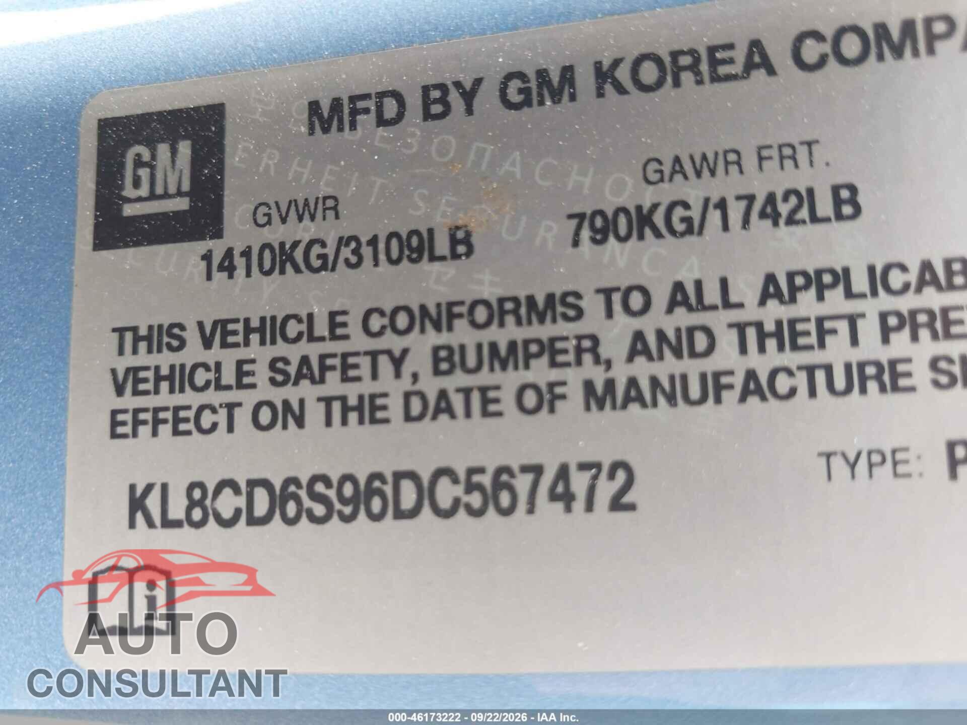 CHEVROLET SPARK 2013 - KL8CD6S96DC567472