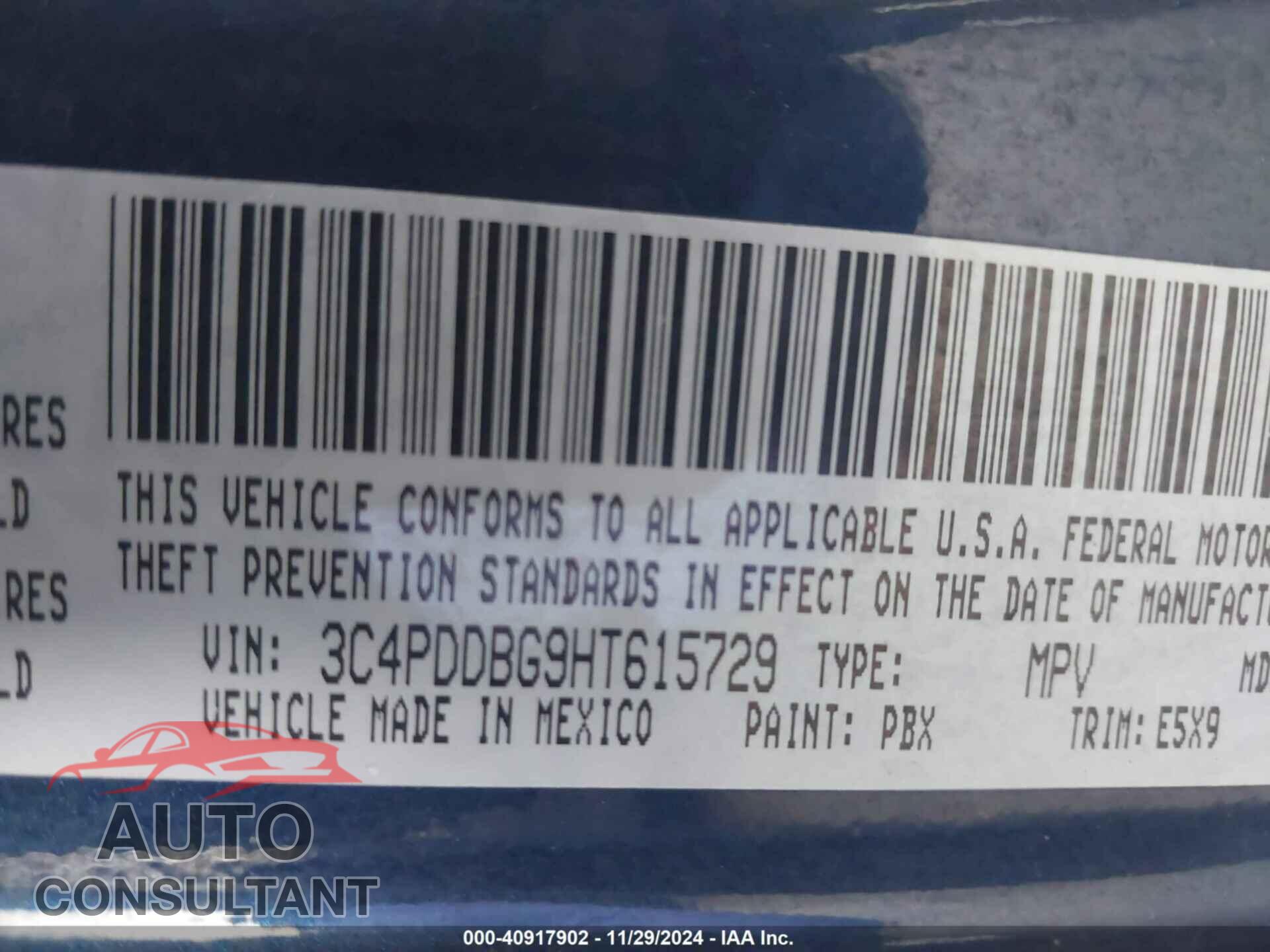DODGE JOURNEY 2017 - 3C4PDDBG9HT615729