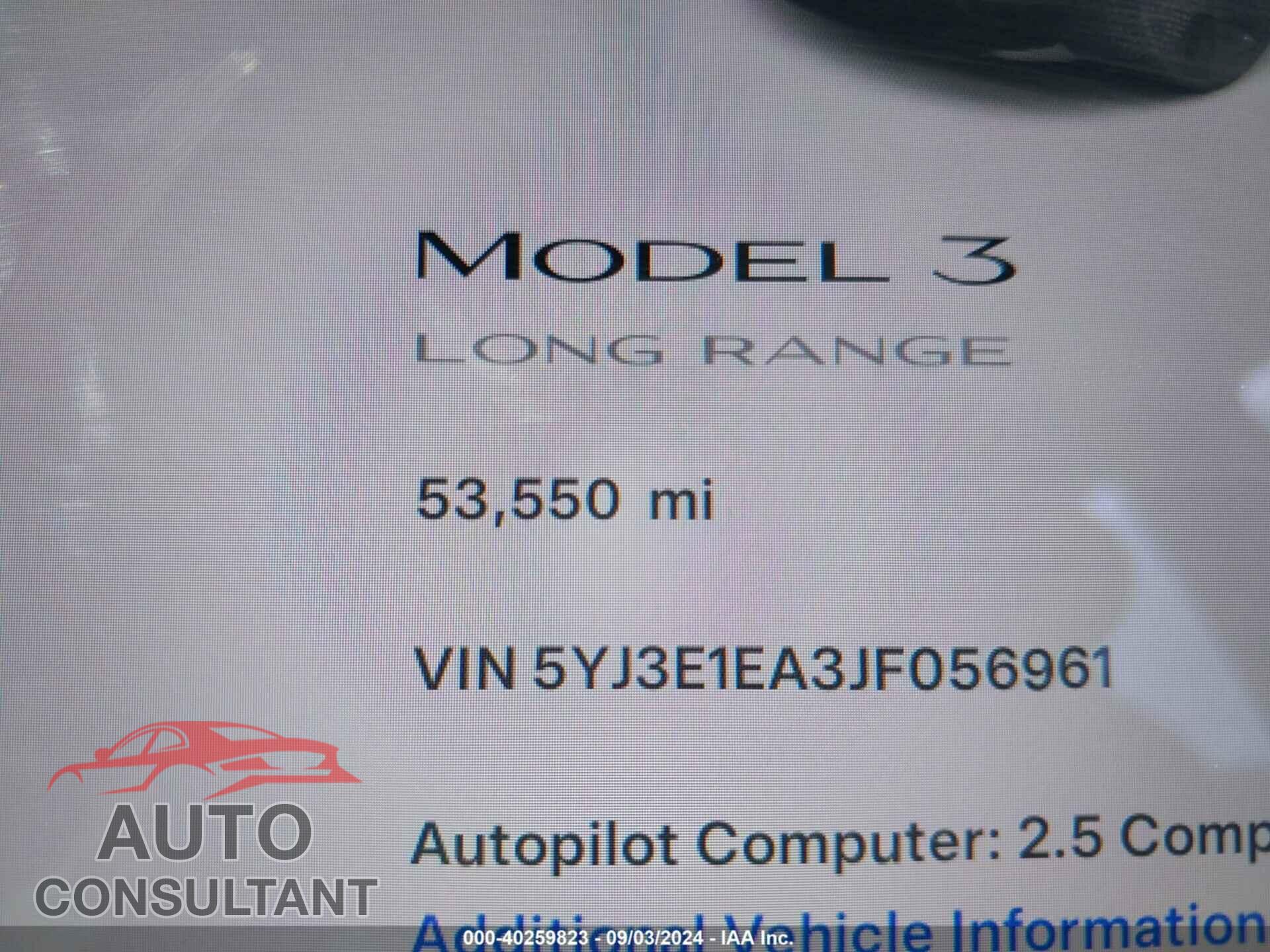 TESLA MODEL 3 2018 - 5YJ3E1EA3JF056961