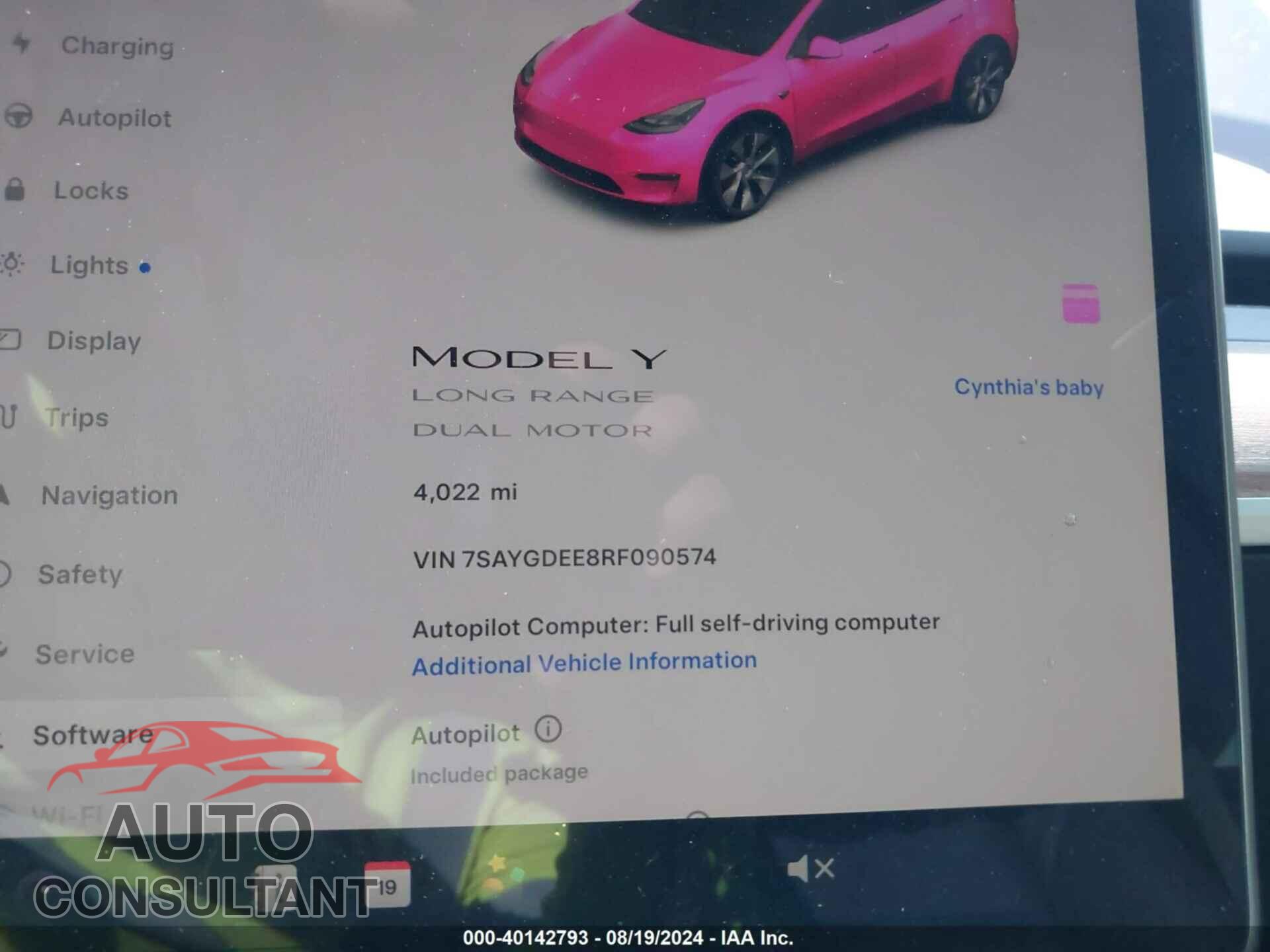TESLA MODEL Y 2024 - 7SAYGDEE8RF090574