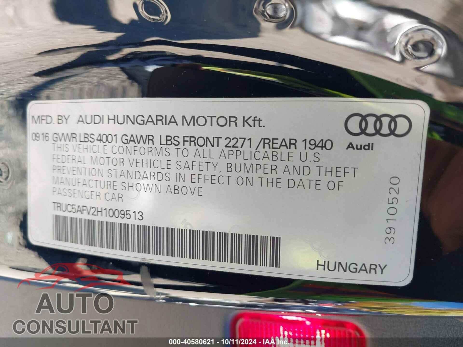 AUDI TT 2017 - TRUC5AFV2H1009513