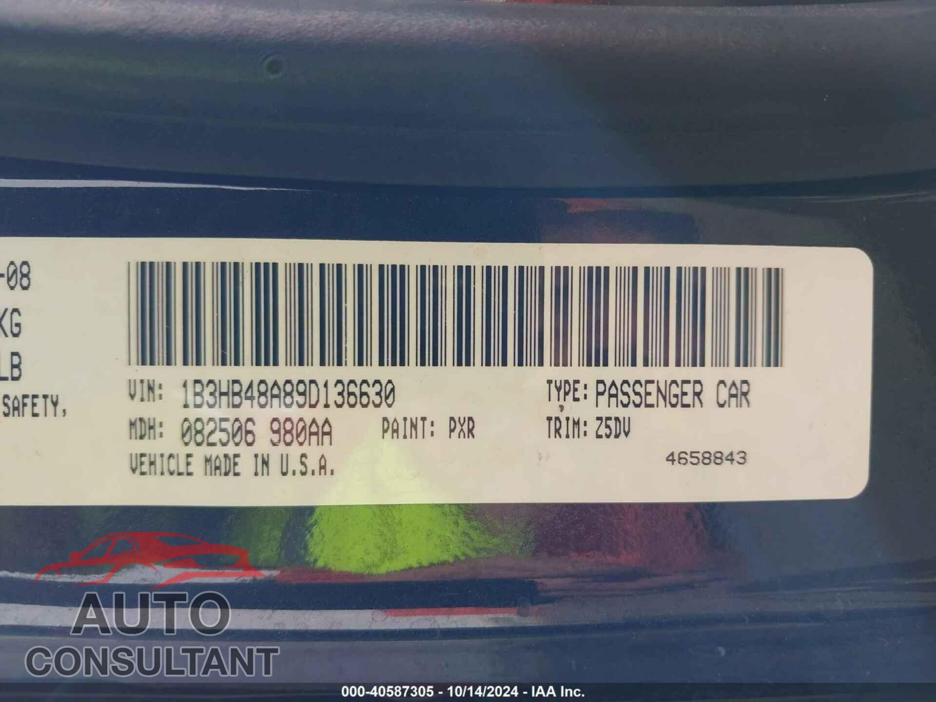 DODGE CALIBER 2009 - 1B3HB48A89D136630