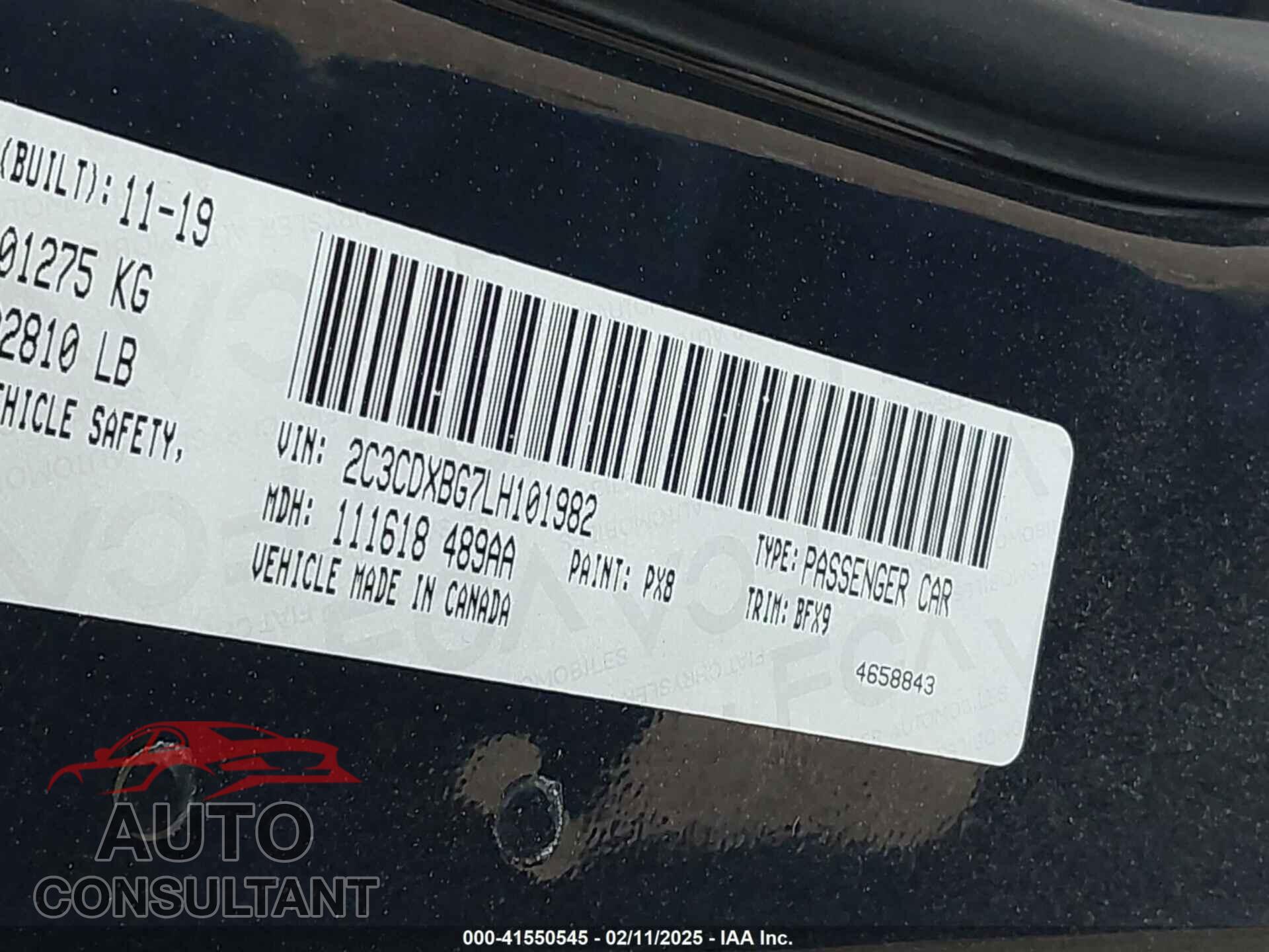 DODGE CHARGER 2020 - 2C3CDXBG7LH101982