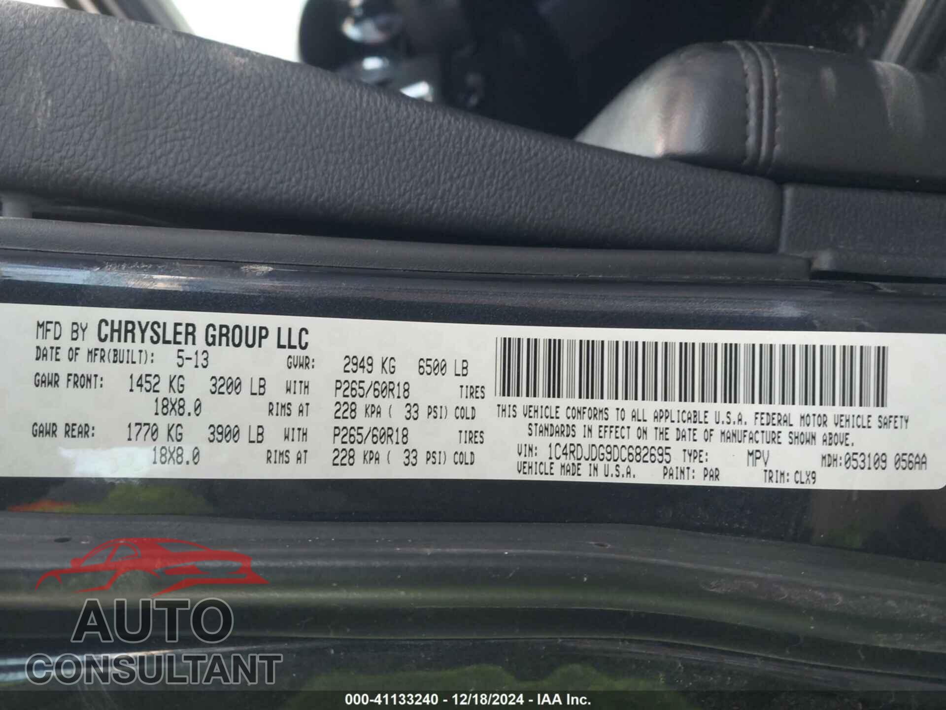 DODGE DURANGO 2013 - 1C4RDJDG9DC682695