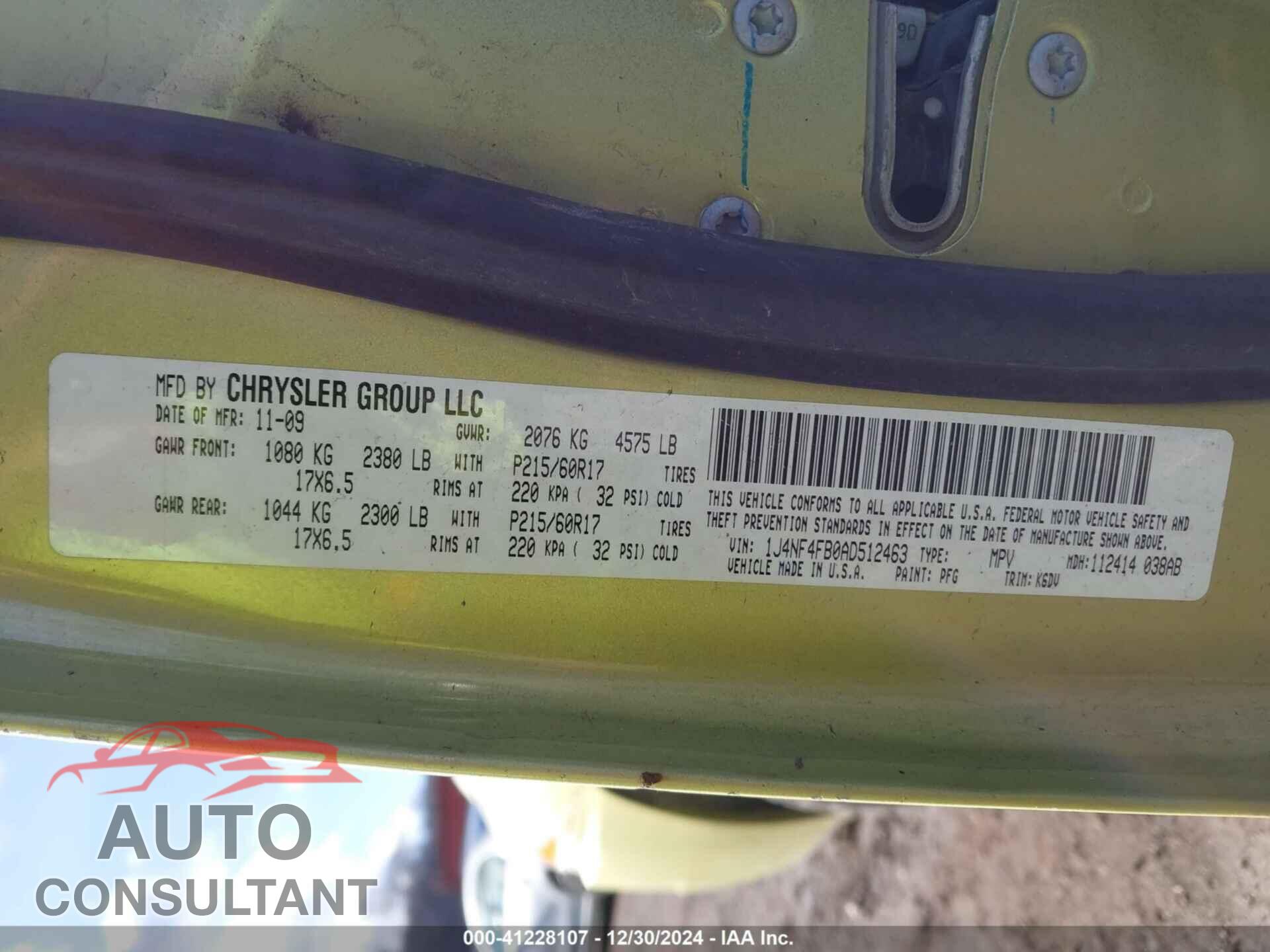 JEEP COMPASS 2010 - 1J4NF4FB0AD512463