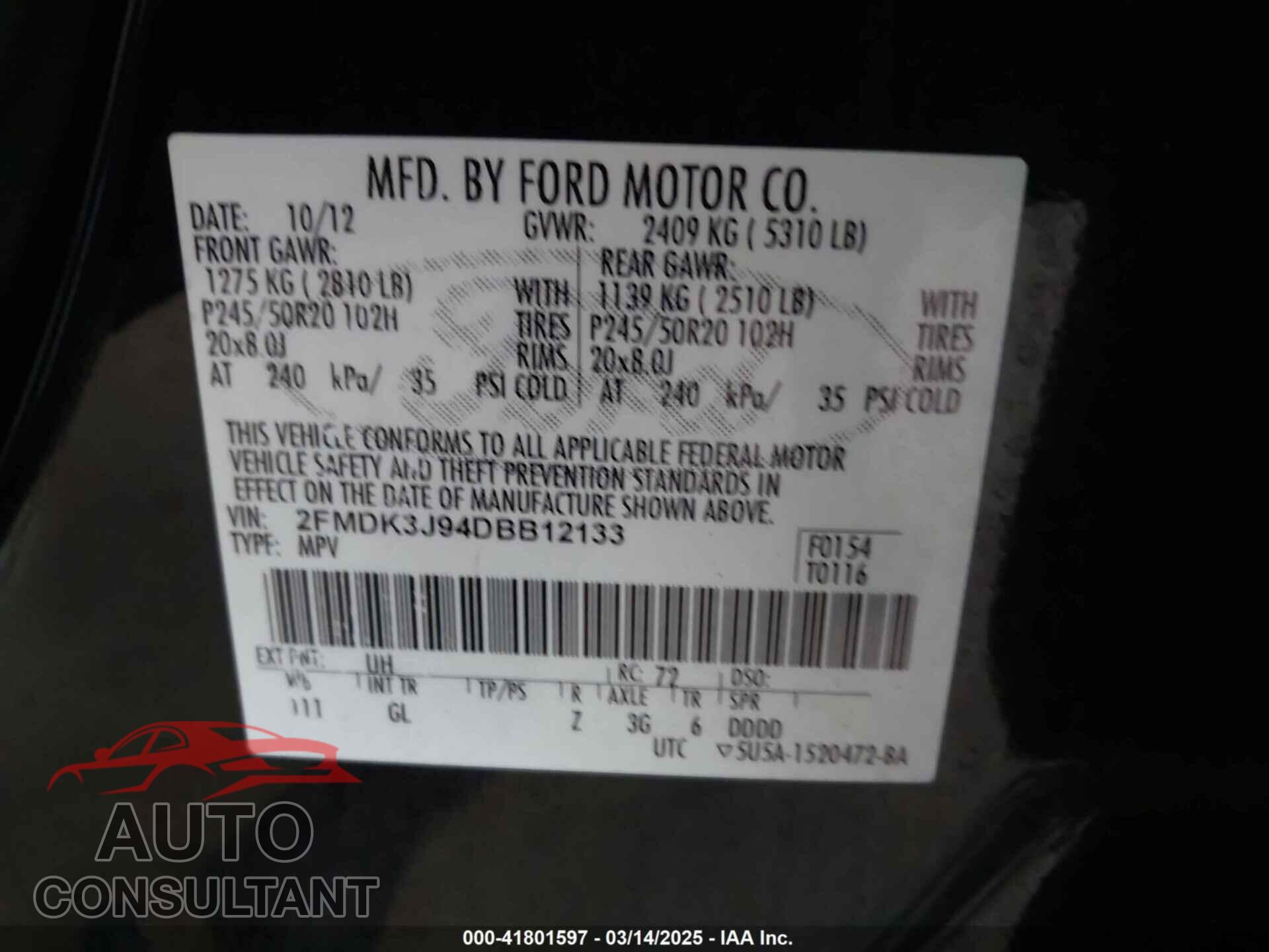 FORD EDGE 2013 - 2FMDK3J94DBB12133