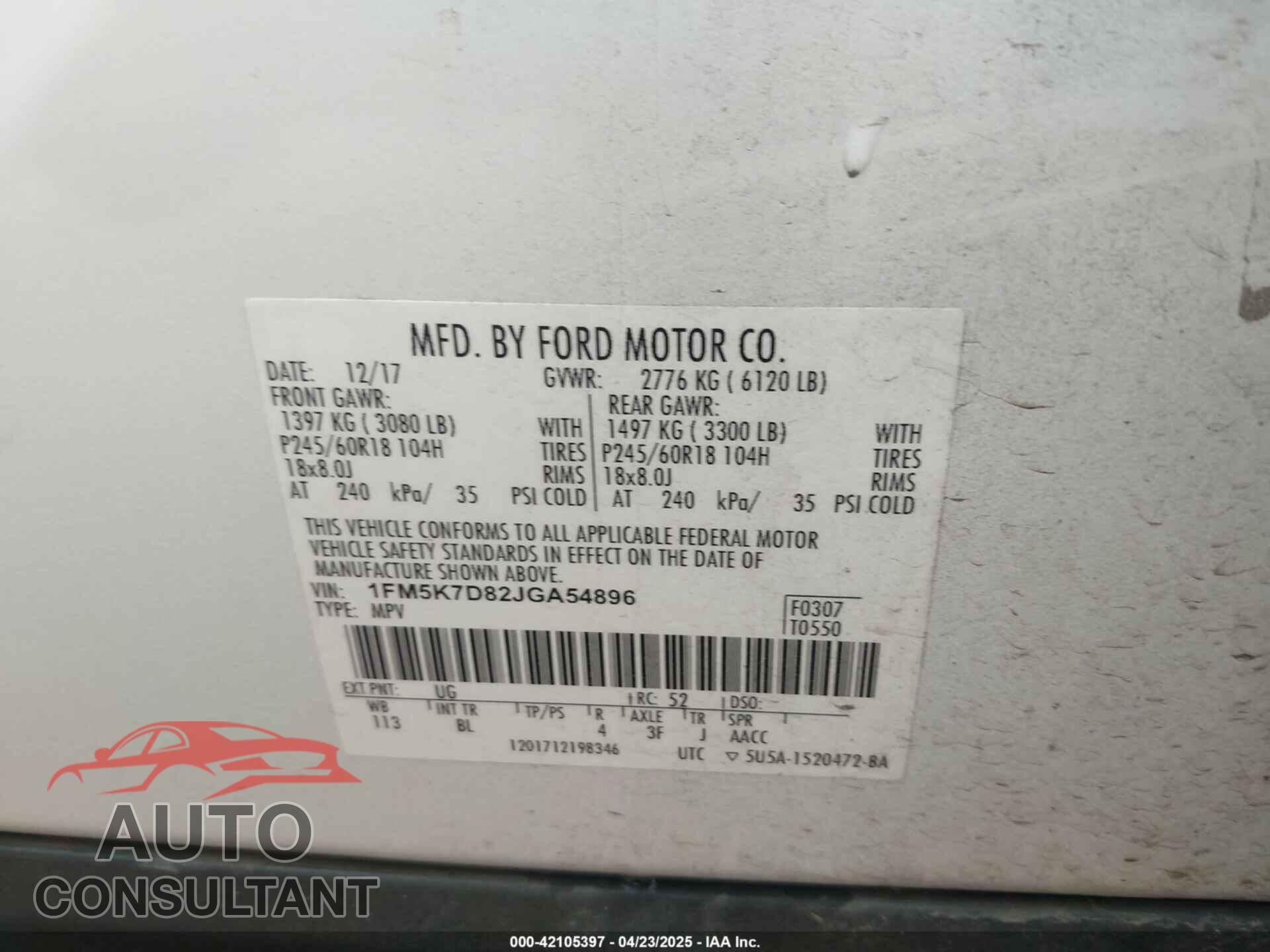 FORD EXPLORER 2018 - 1FM5K7D82JGA54896