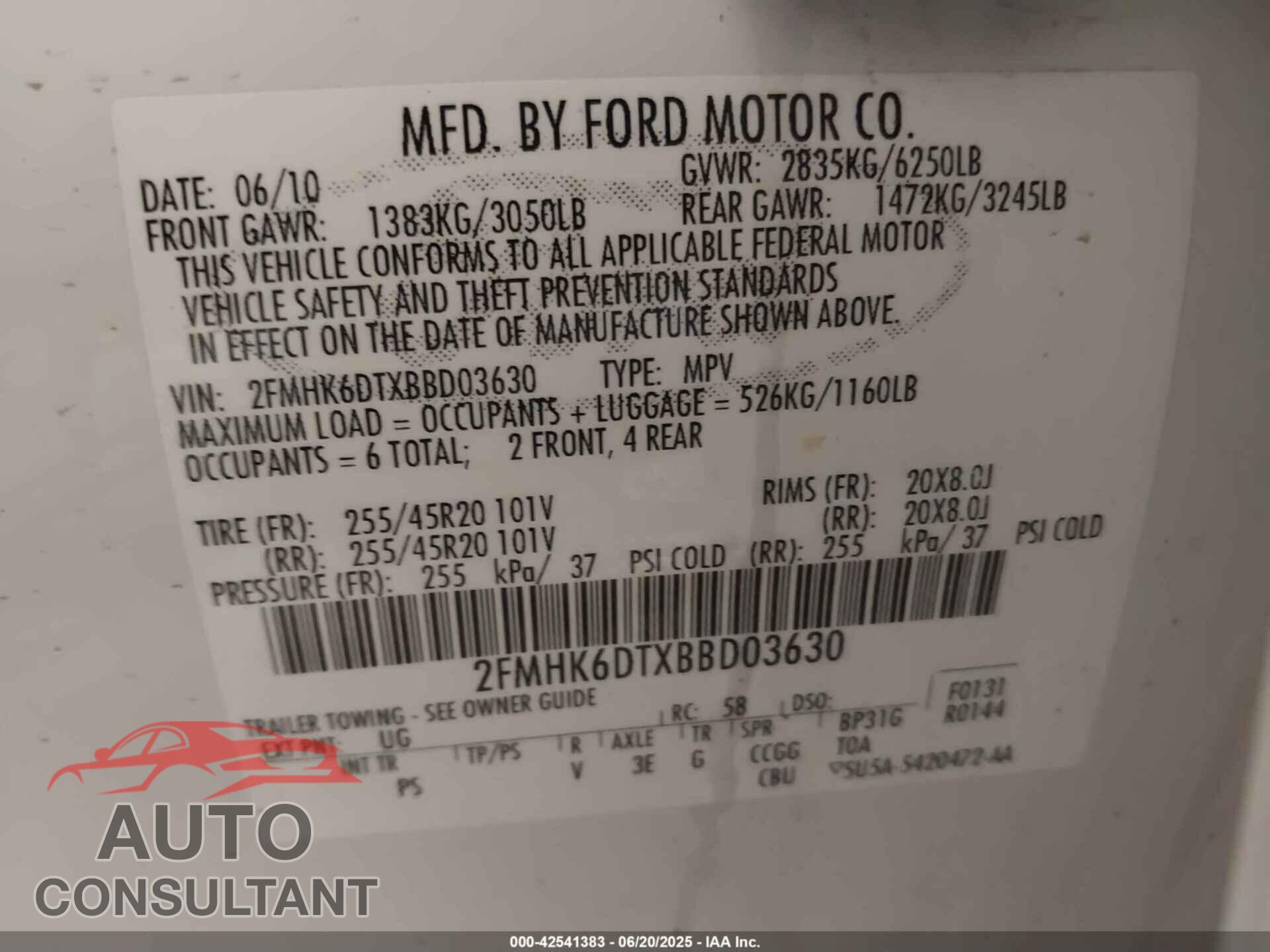 FORD FLEX 2011 - 2FMHK6DTXBBD03630
