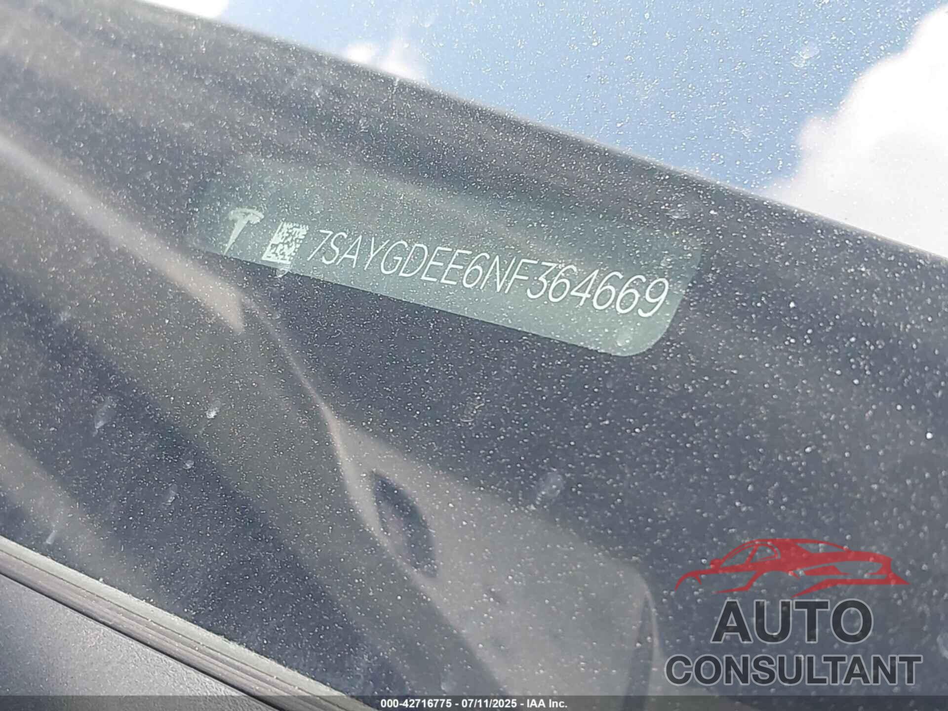 TESLA MODEL Y 2022 - 7SAYGDEE6NF364669