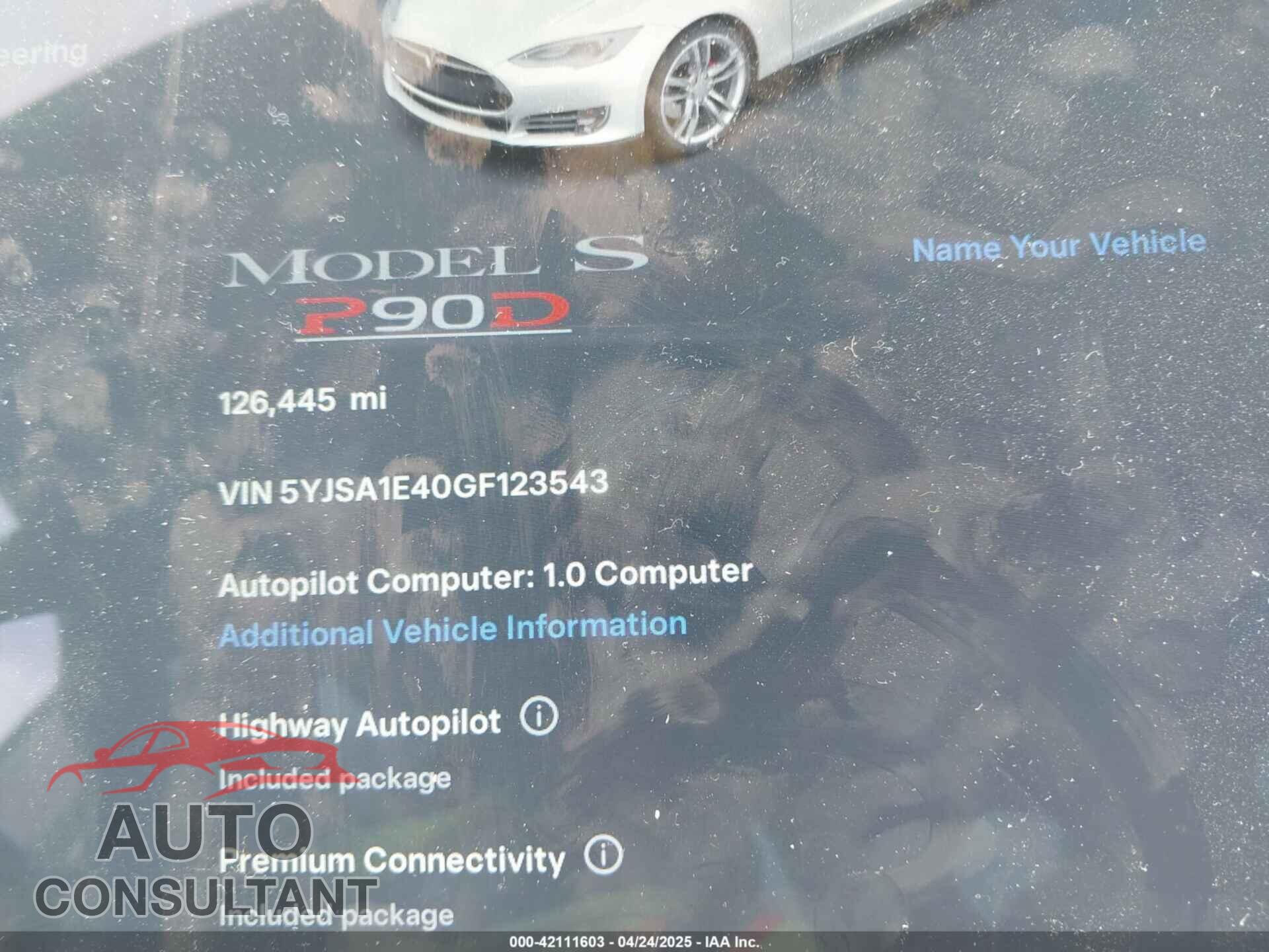 TESLA MODEL S 2016 - 5YJSA1E40GF123543