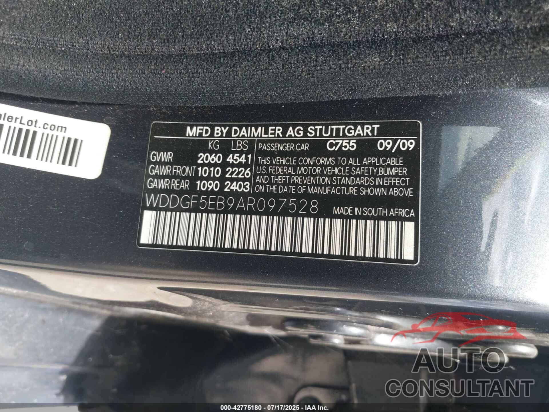 MERCEDES-BENZ C 300 2010 - WDDGF5EB9AR097528
