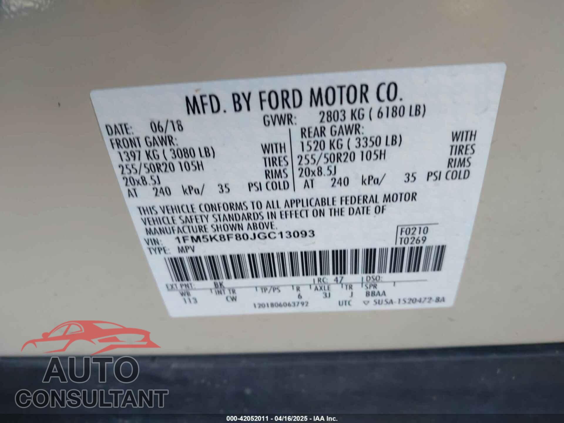 FORD EXPLORER 2018 - 1FM5K8F80JGC13093