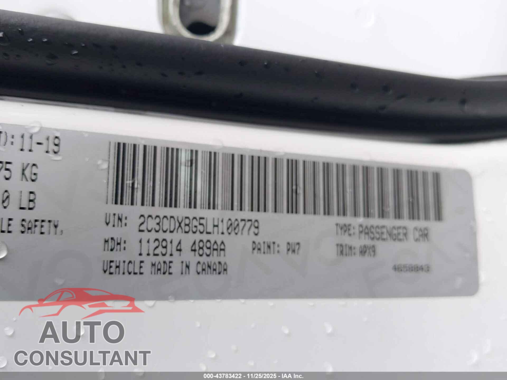 DODGE CHARGER 2020 - 2C3CDXBG5LH100779