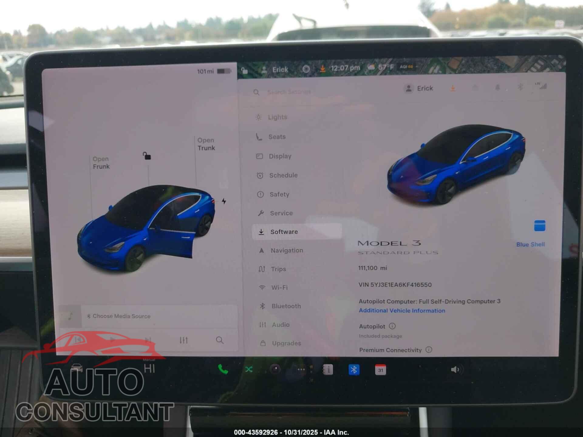 TESLA MODEL 3 2019 - 5YJ3E1EA6KF416550