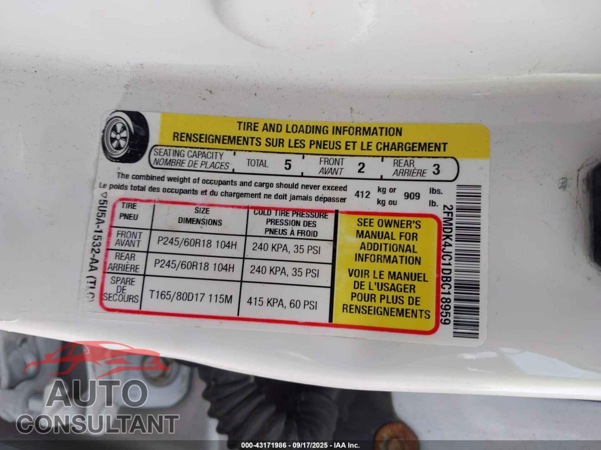 FORD EDGE 2013 - 2FMDK4JC1DBC18959