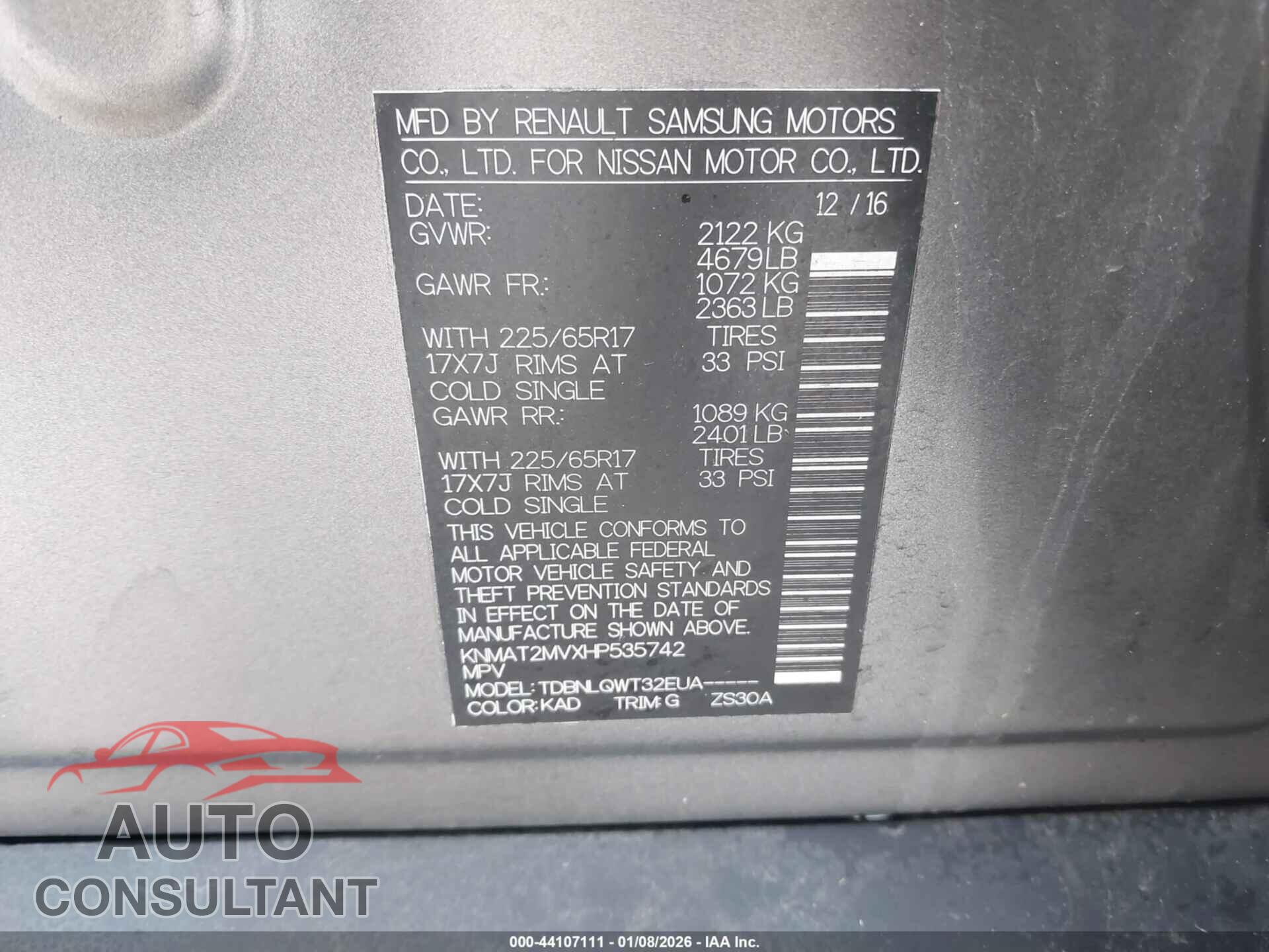 NISSAN ROGUE 2017 - KNMAT2MVXHP535742