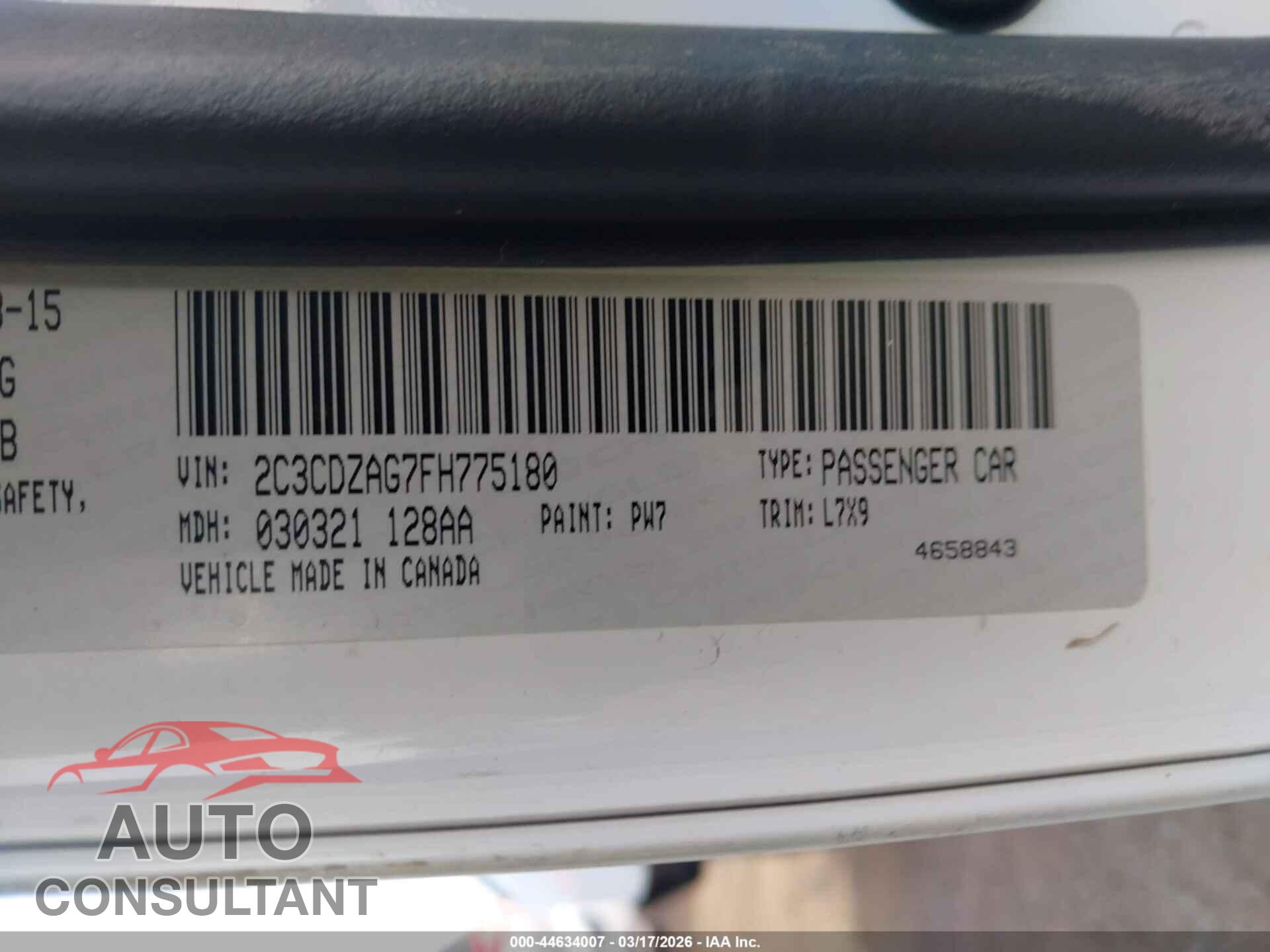 DODGE CHALLENGER 2015 - 2C3CDZAG7FH775180