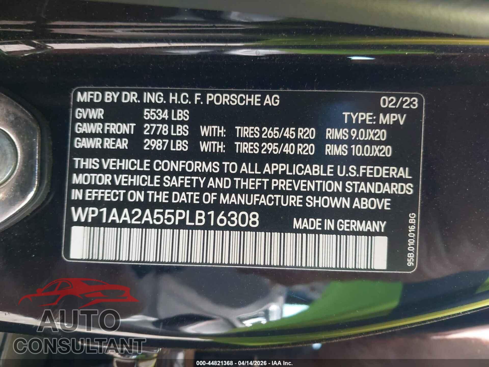 PORSCHE MACAN 2023 - WP1AA2A55PLB16308