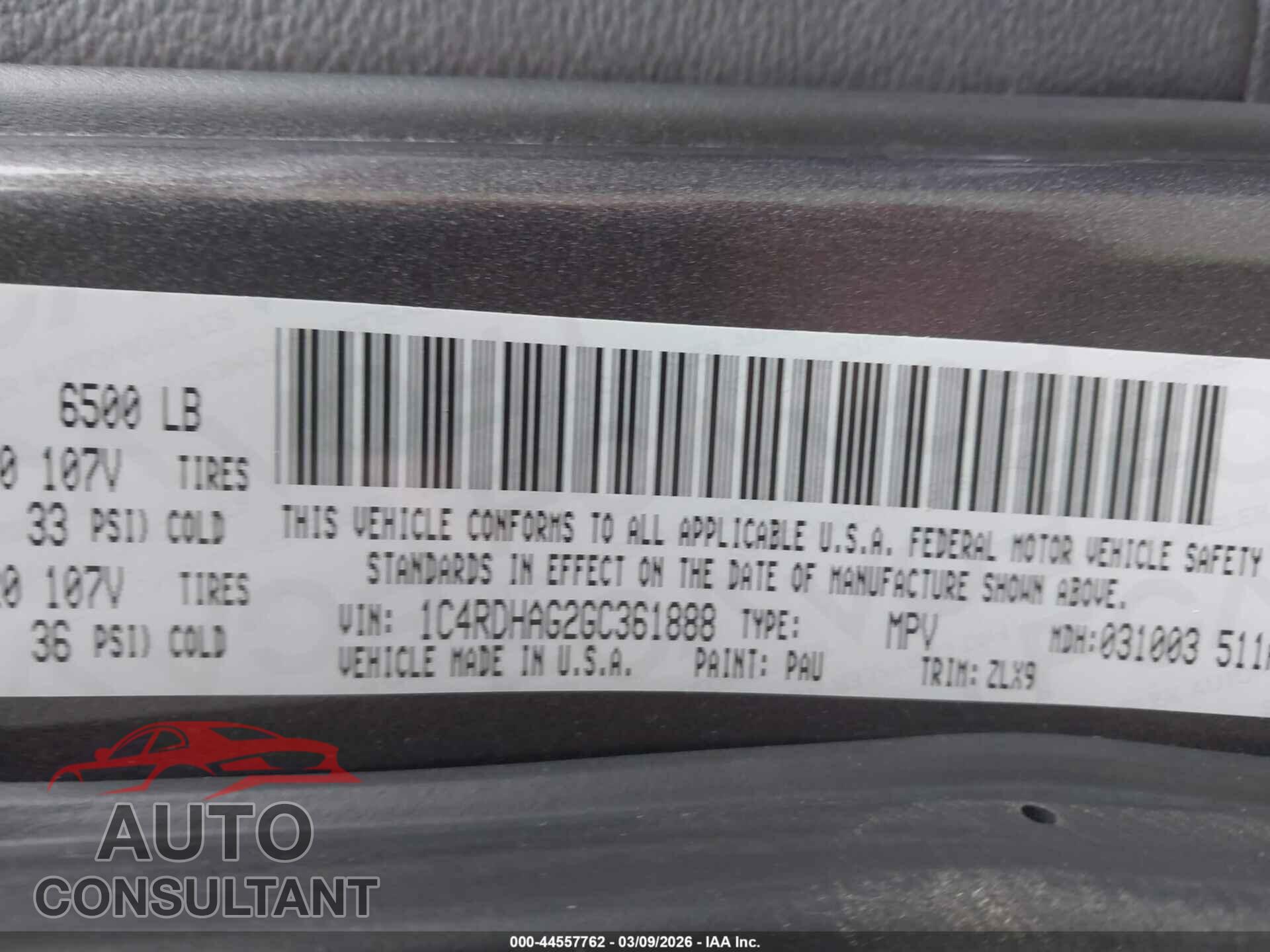 DODGE DURANGO 2016 - 1C4RDHAG2GC361888