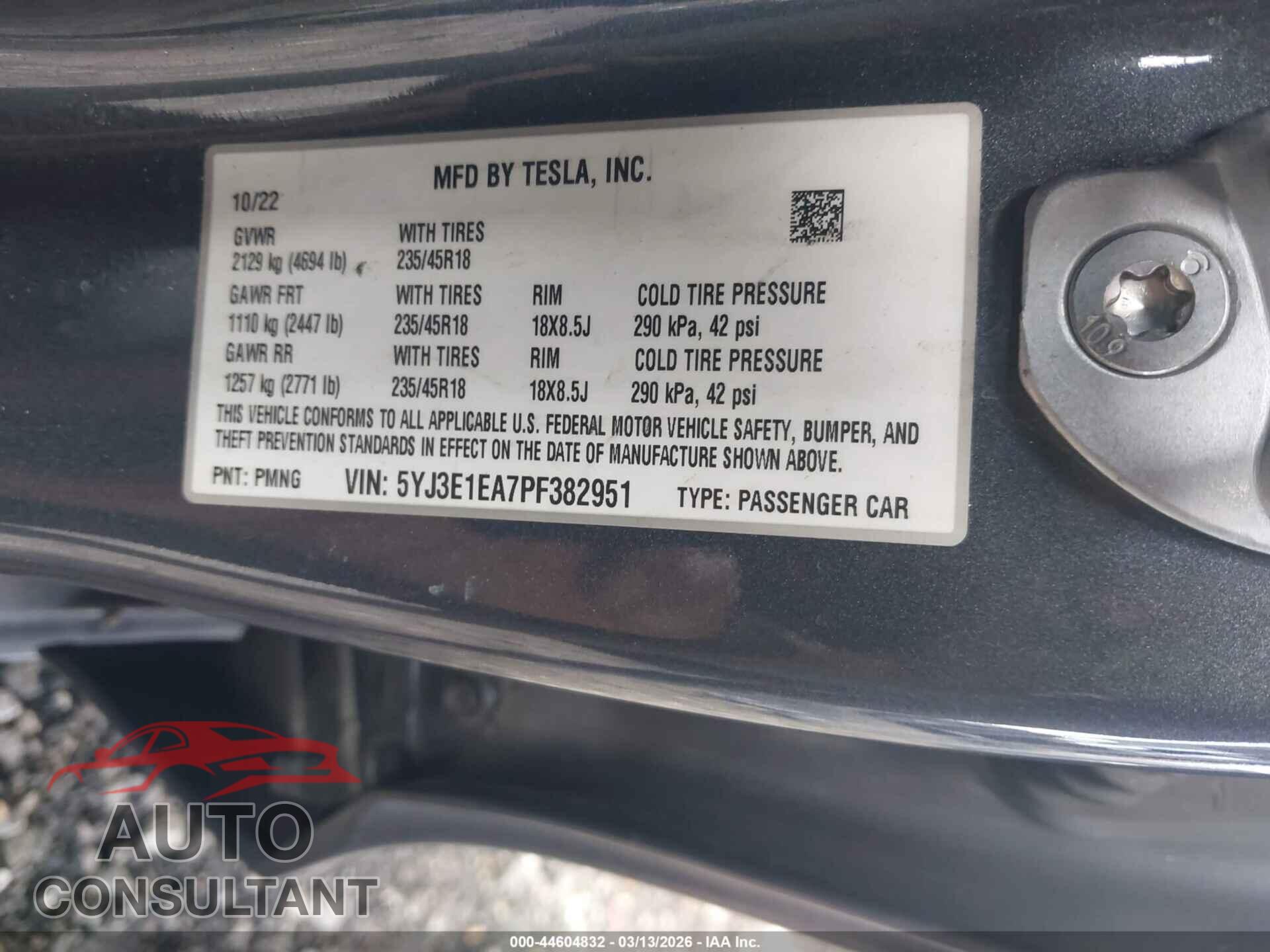 TESLA MODEL 3 2023 - 5YJ3E1EA7PF382951