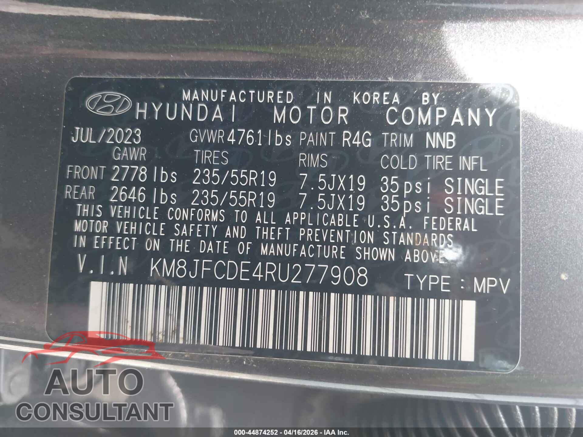 HYUNDAI TUCSON 2024 - KM8JFCDE4RU277908