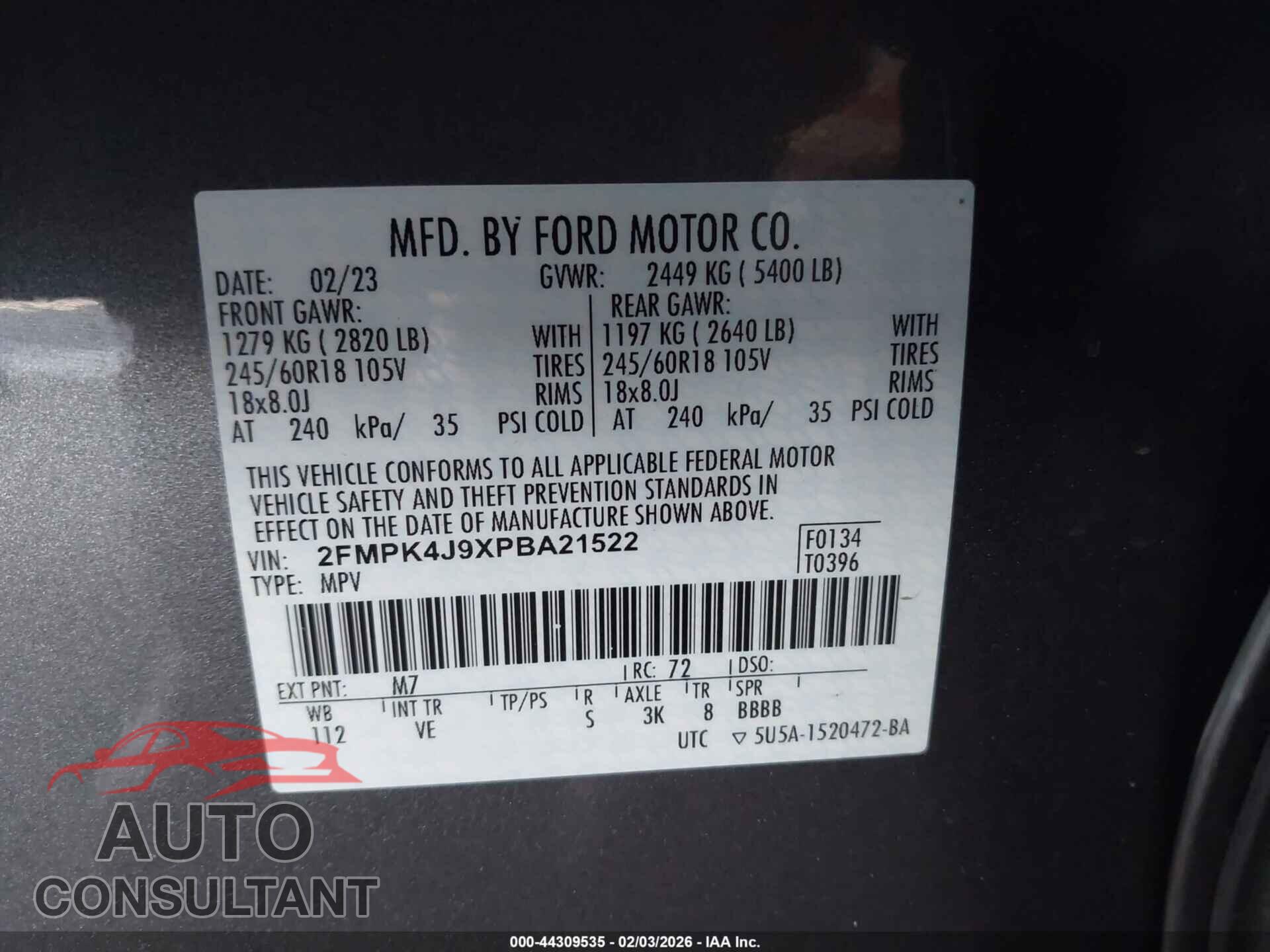 FORD EDGE 2023 - 2FMPK4J9XPBA21522