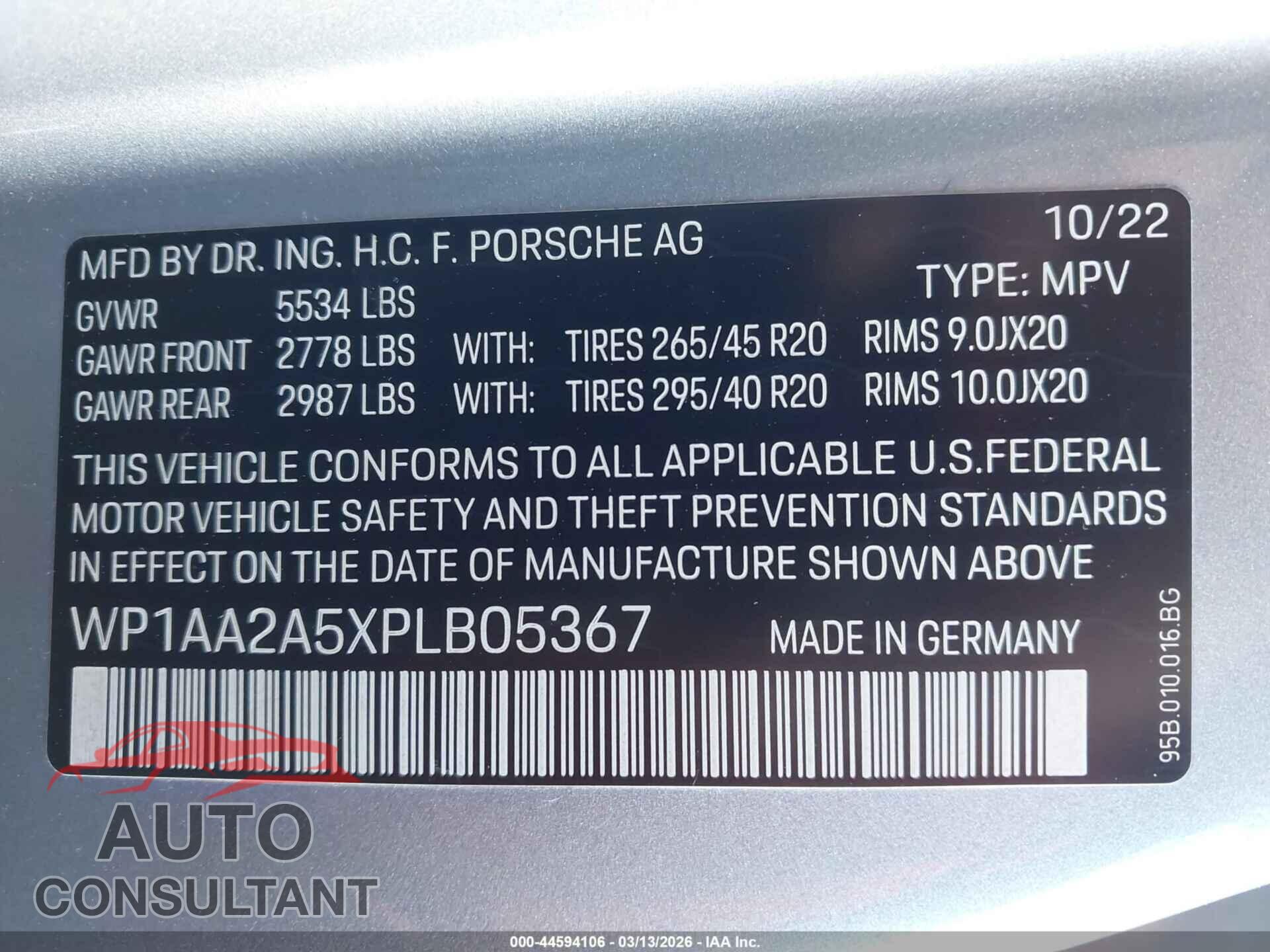 PORSCHE MACAN 2023 - WP1AA2A5XPLB05367
