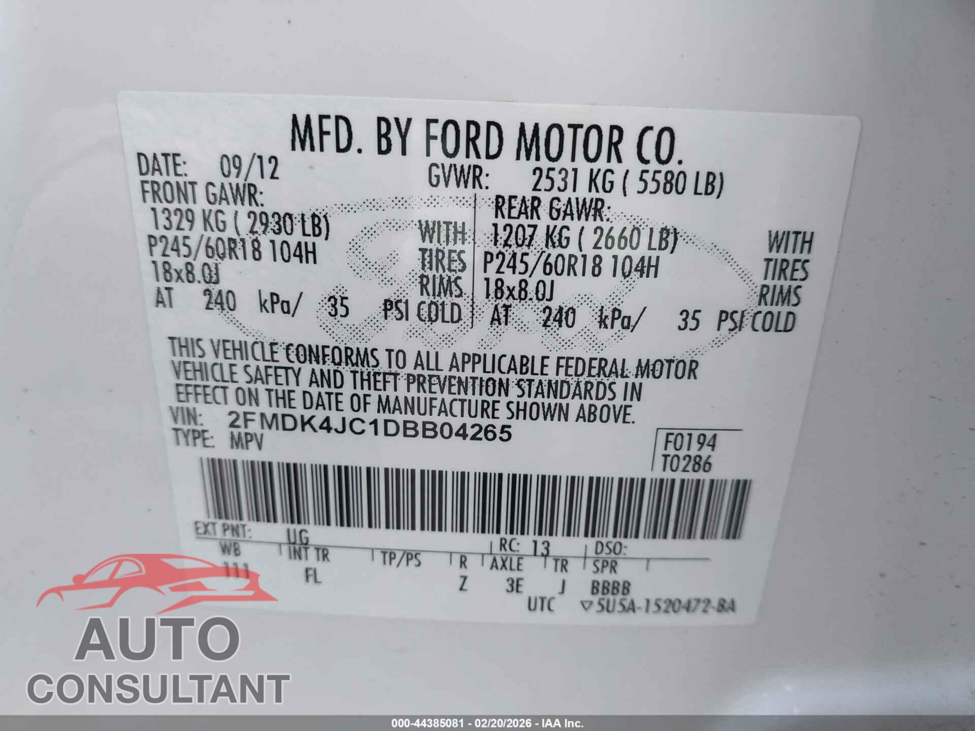 FORD EDGE 2013 - 2FMDK4JC1DBB04265
