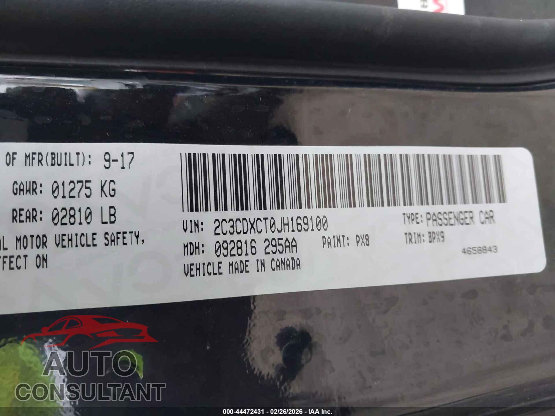 DODGE CHARGER 2018 - 2C3CDXCT0JH169100