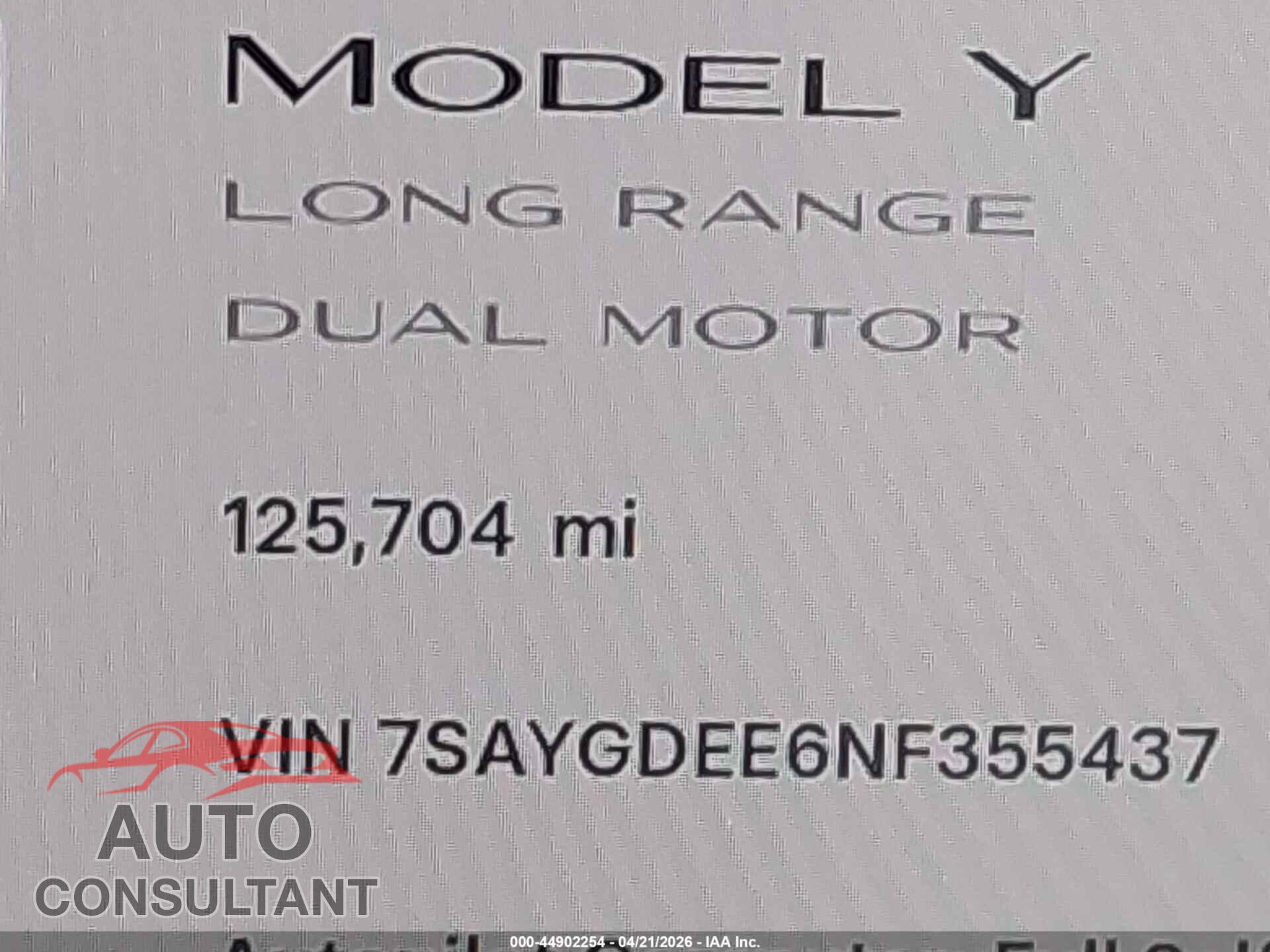 TESLA MODEL Y 2022 - 7SAYGDEE6NF355437