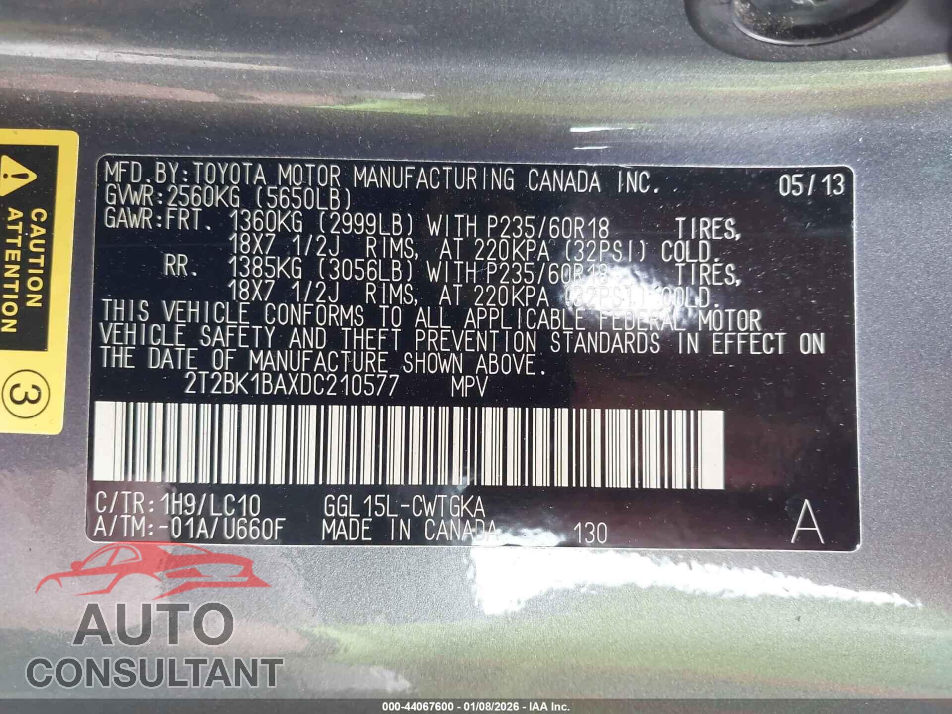 LEXUS RX 350 2013 - 2T2BK1BAXDC210577