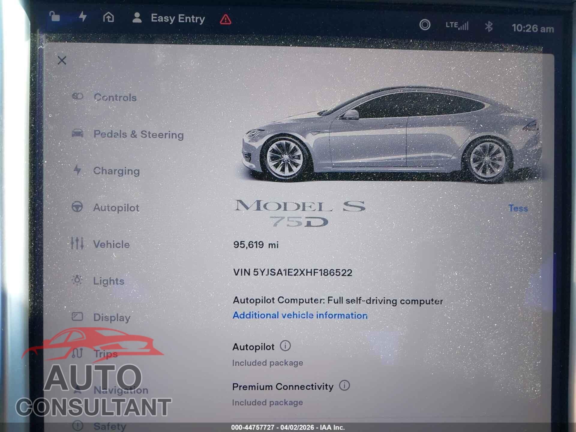 TESLA MODEL S 2017 - 5YJSA1E2XHF186522