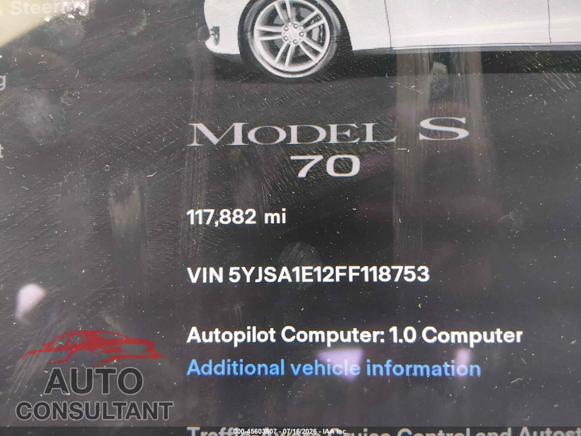 TESLA MODEL S 2015 - 5YJSA1E12FF118753