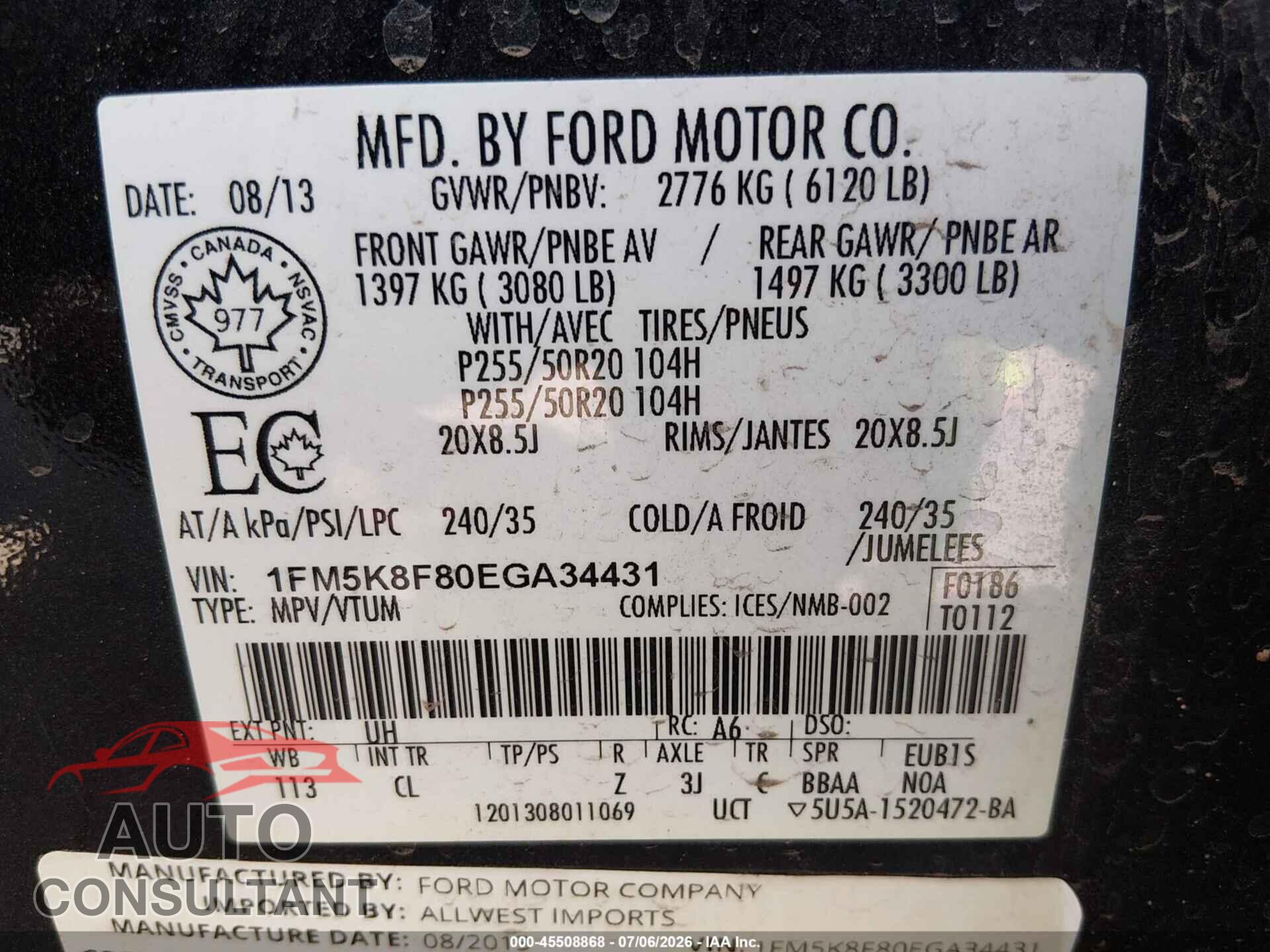 FORD EXPLORER 2014 - 1FM5K8F80EGA34431