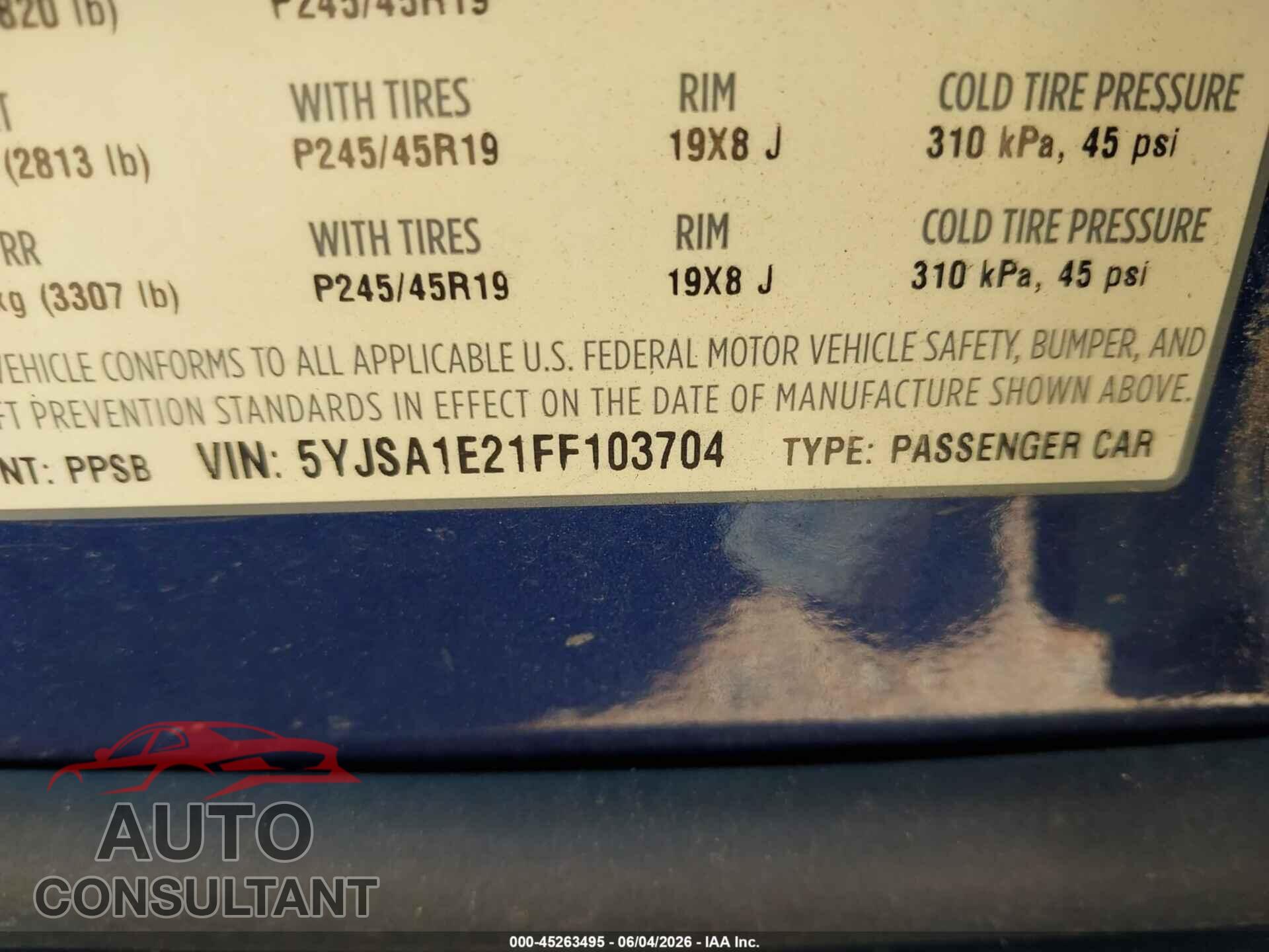 TESLA MODEL S 2015 - 5YJSA1E21FF103704