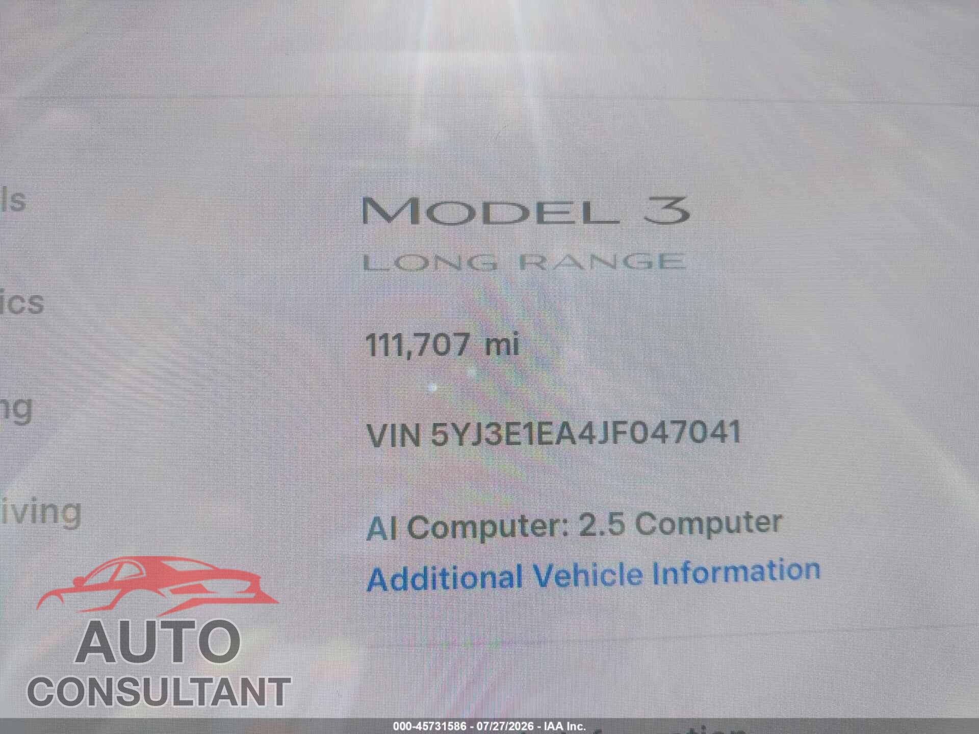 TESLA MODEL 3 2018 - 5YJ3E1EA4JF047041
