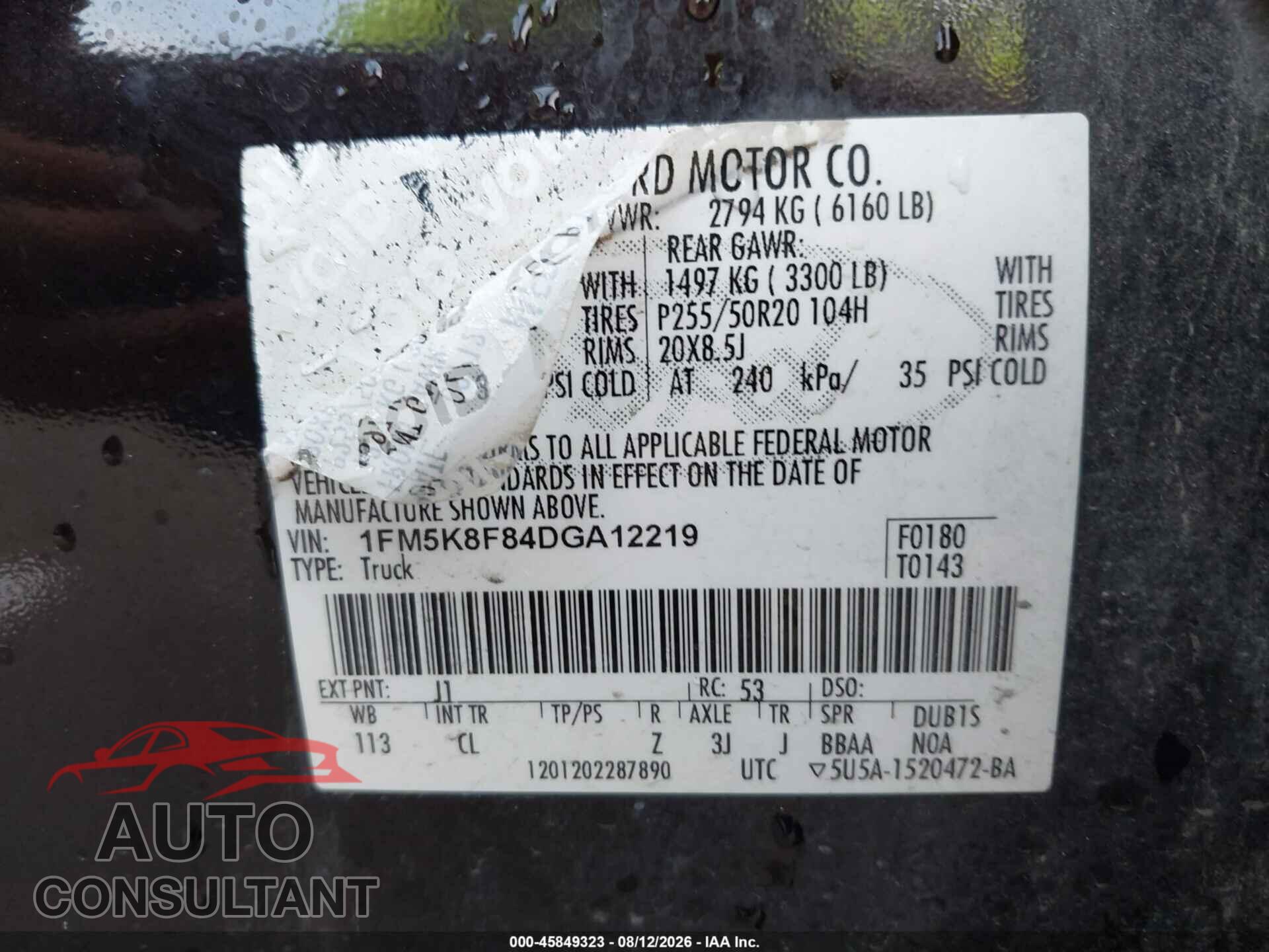 FORD EXPLORER 2013 - 1FM5K8F84DGA12219