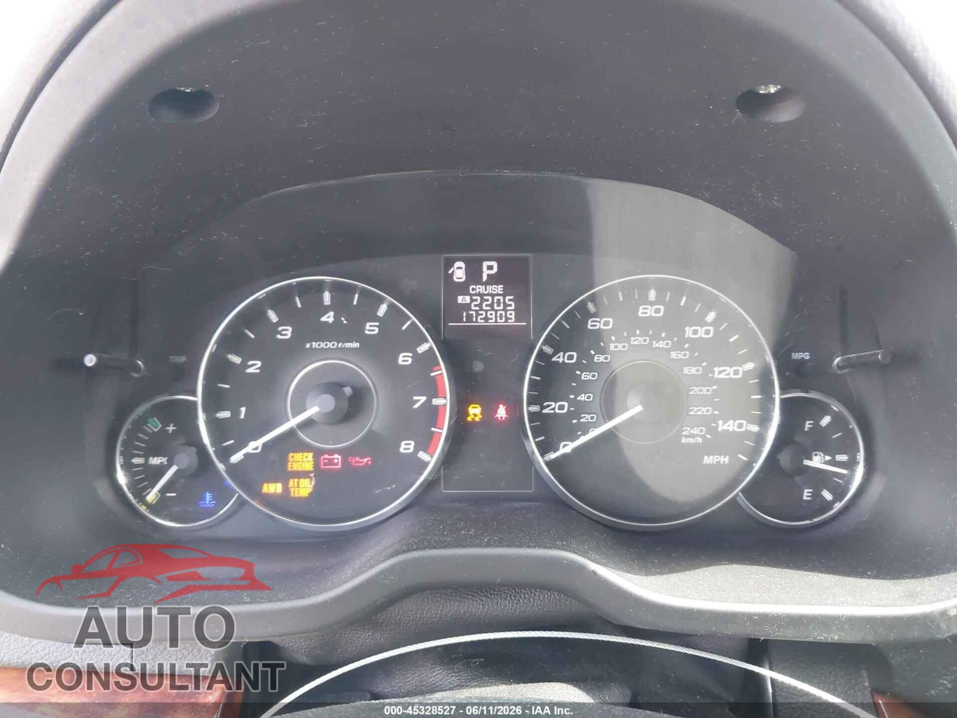SUBARU OUTBACK 2012 - 4S4BRBLC1C3238504