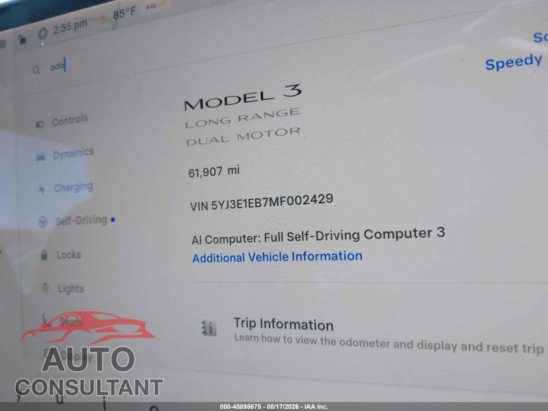 TESLA MODEL 3 2021 - 5YJ3E1EB7MF002429