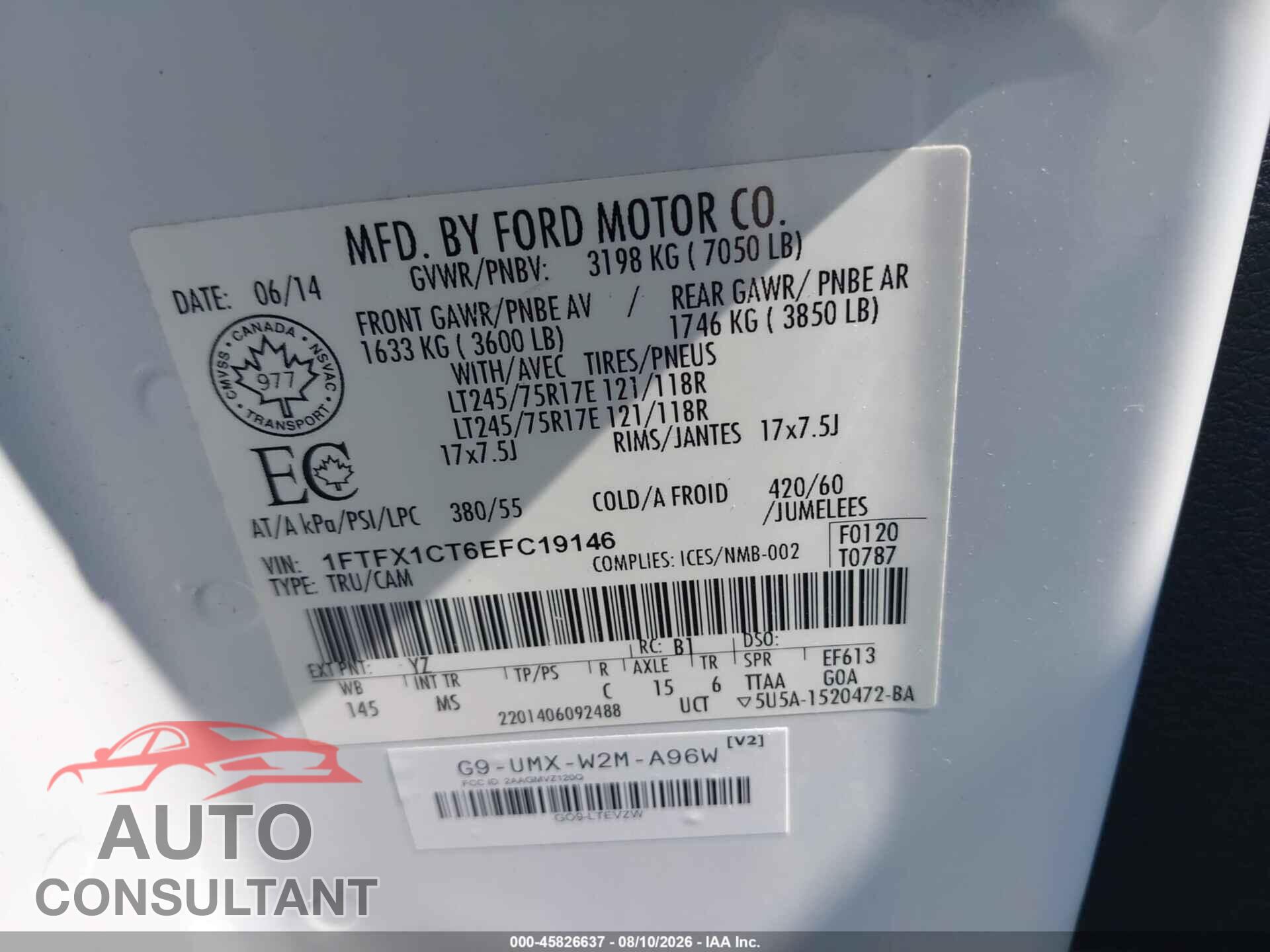 FORD F-150 2014 - 1FTFX1CT6EFC19146