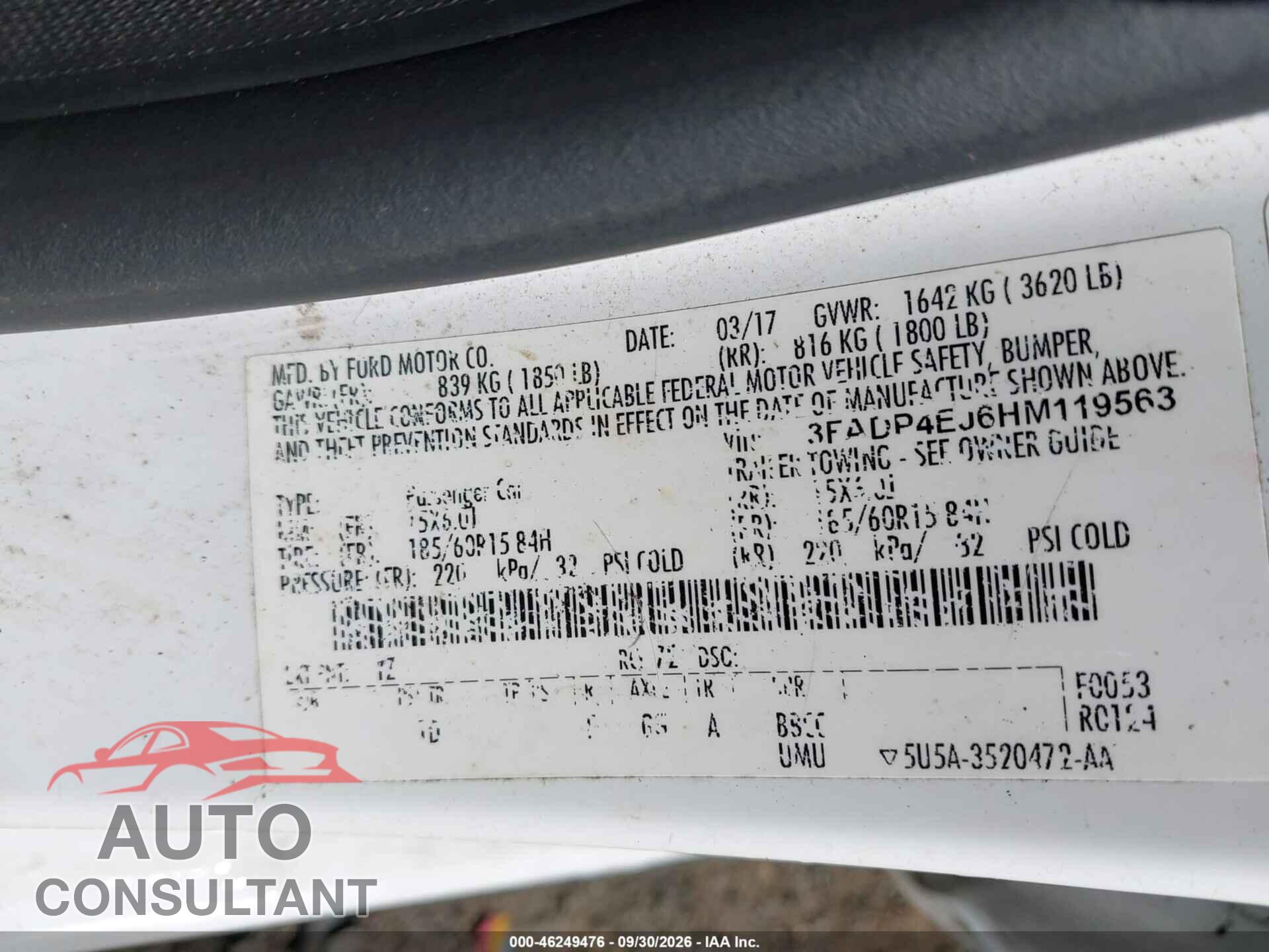 FORD FIESTA 2017 - 3FADP4EJ6HM119563