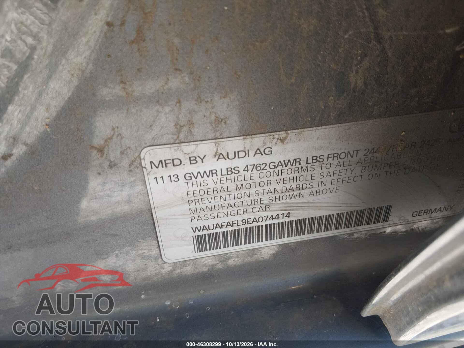 AUDI A4 2014 - WAUAFAFL9EA074414