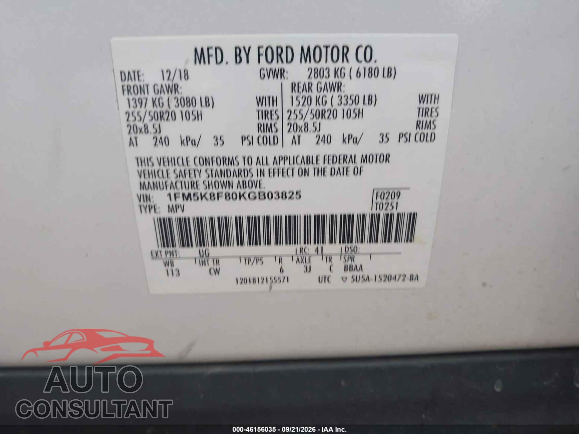 FORD EXPLORER 2019 - 1FM5K8F80KGB03825