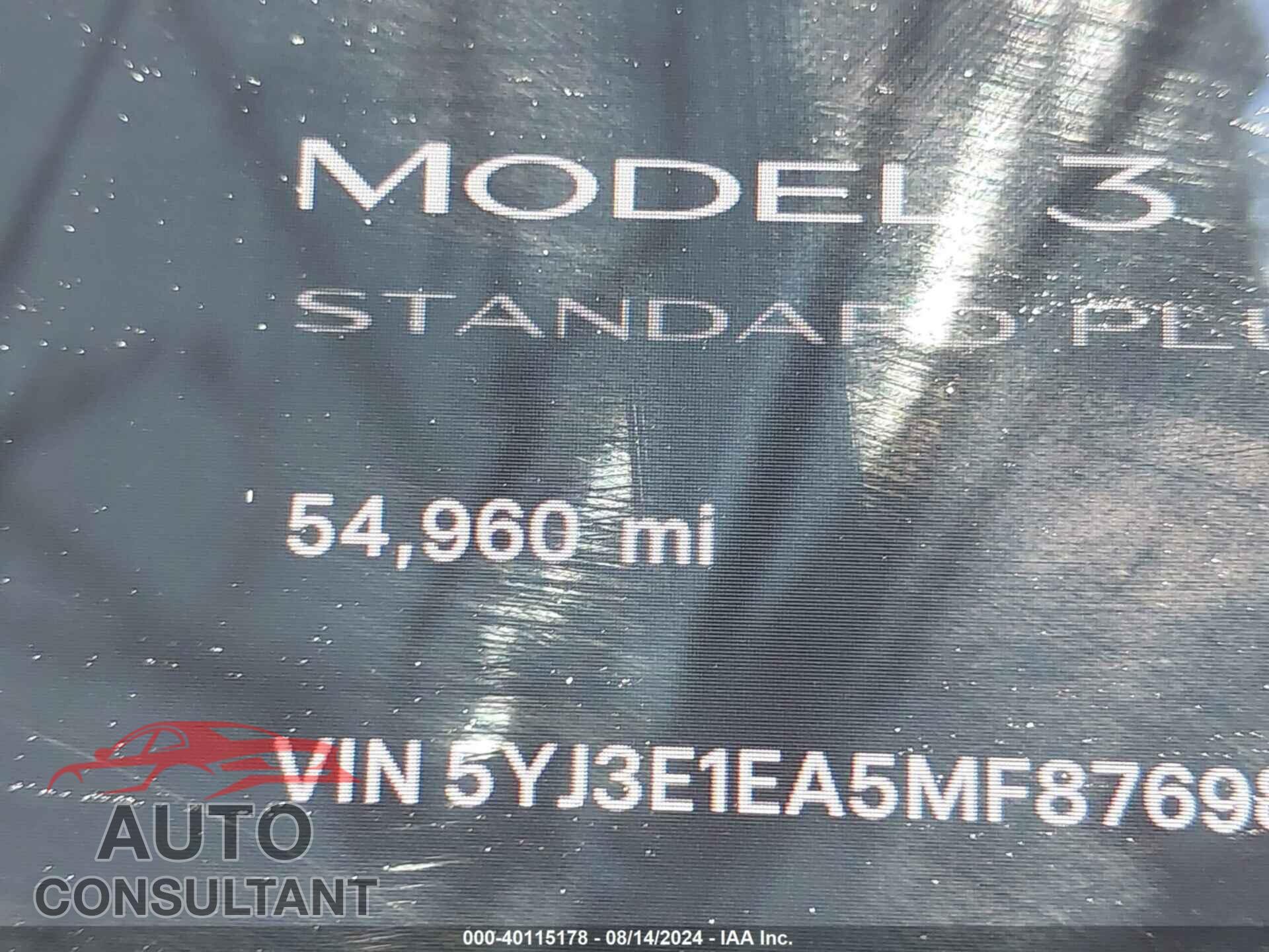 TESLA MODEL 3 2021 - 5YJ3E1EA5MF876981