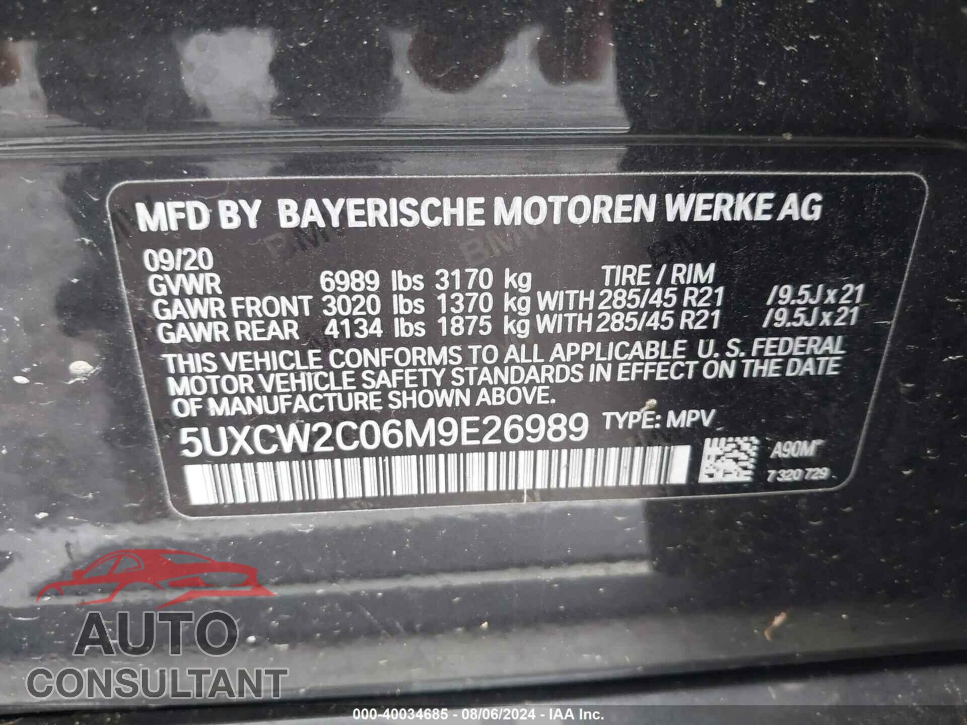BMW X7 2021 - 5UXCW2C06M9E26989