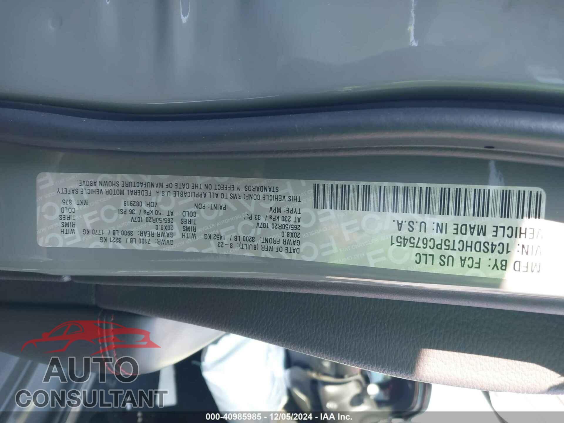 DODGE DURANGO 2023 - 1C4SDHCT5PC675451