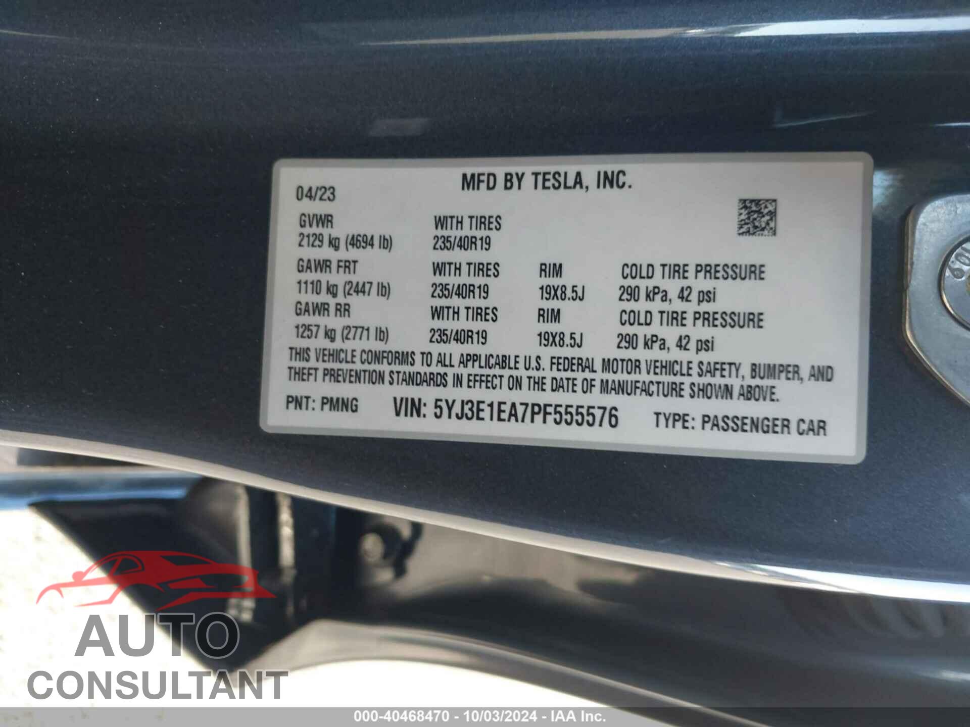 TESLA MODEL 3 2023 - 5YJ3E1EA7PF555576