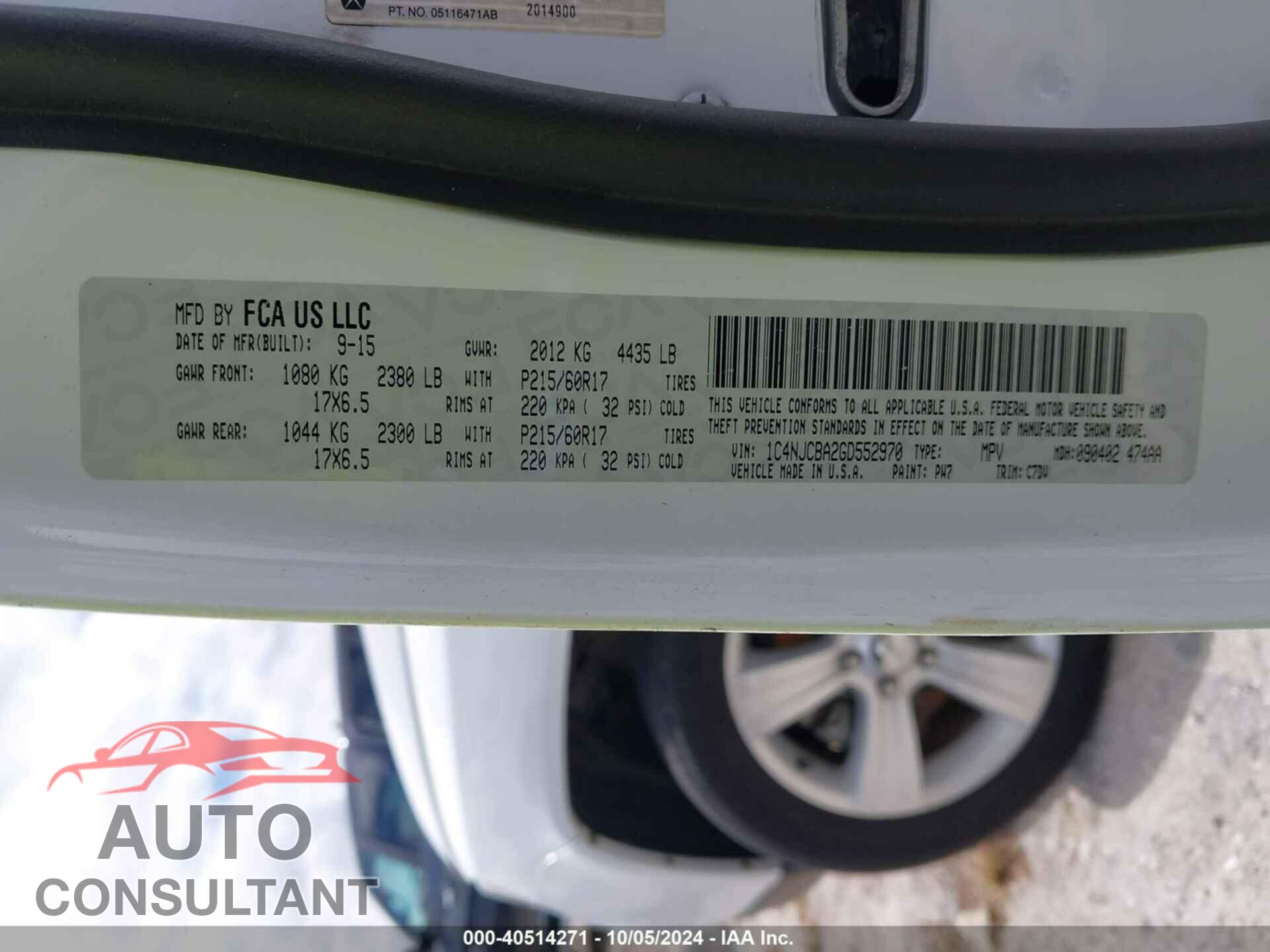 JEEP COMPASS 2016 - 1C4NJCBA2GD552970