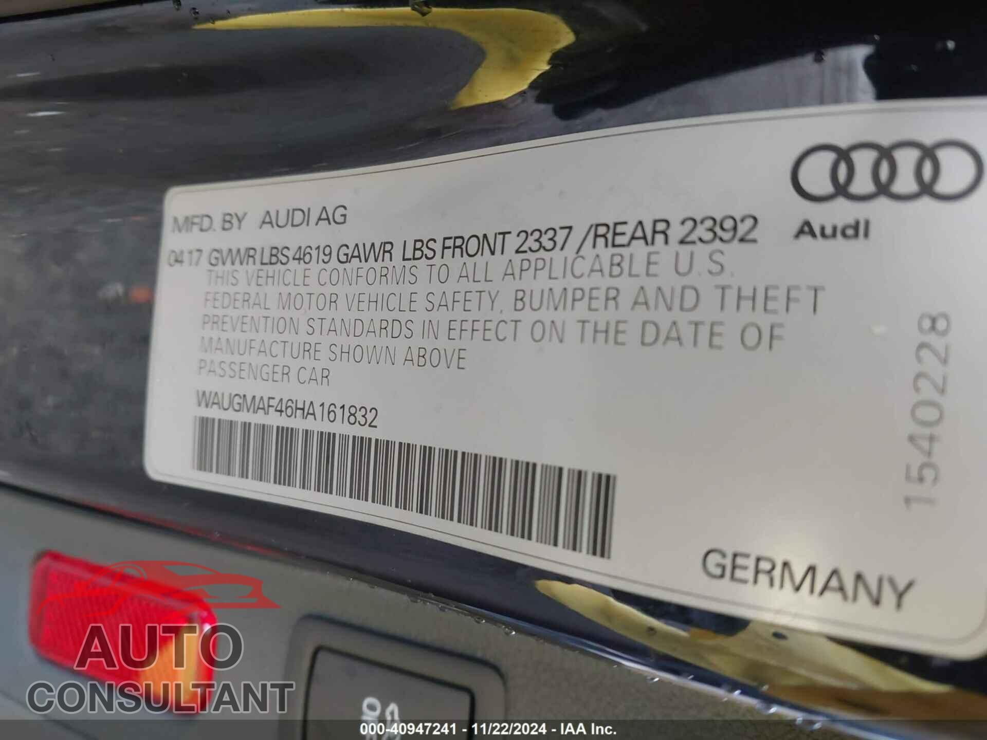 AUDI A4 2017 - WAUGMAF46HA161832